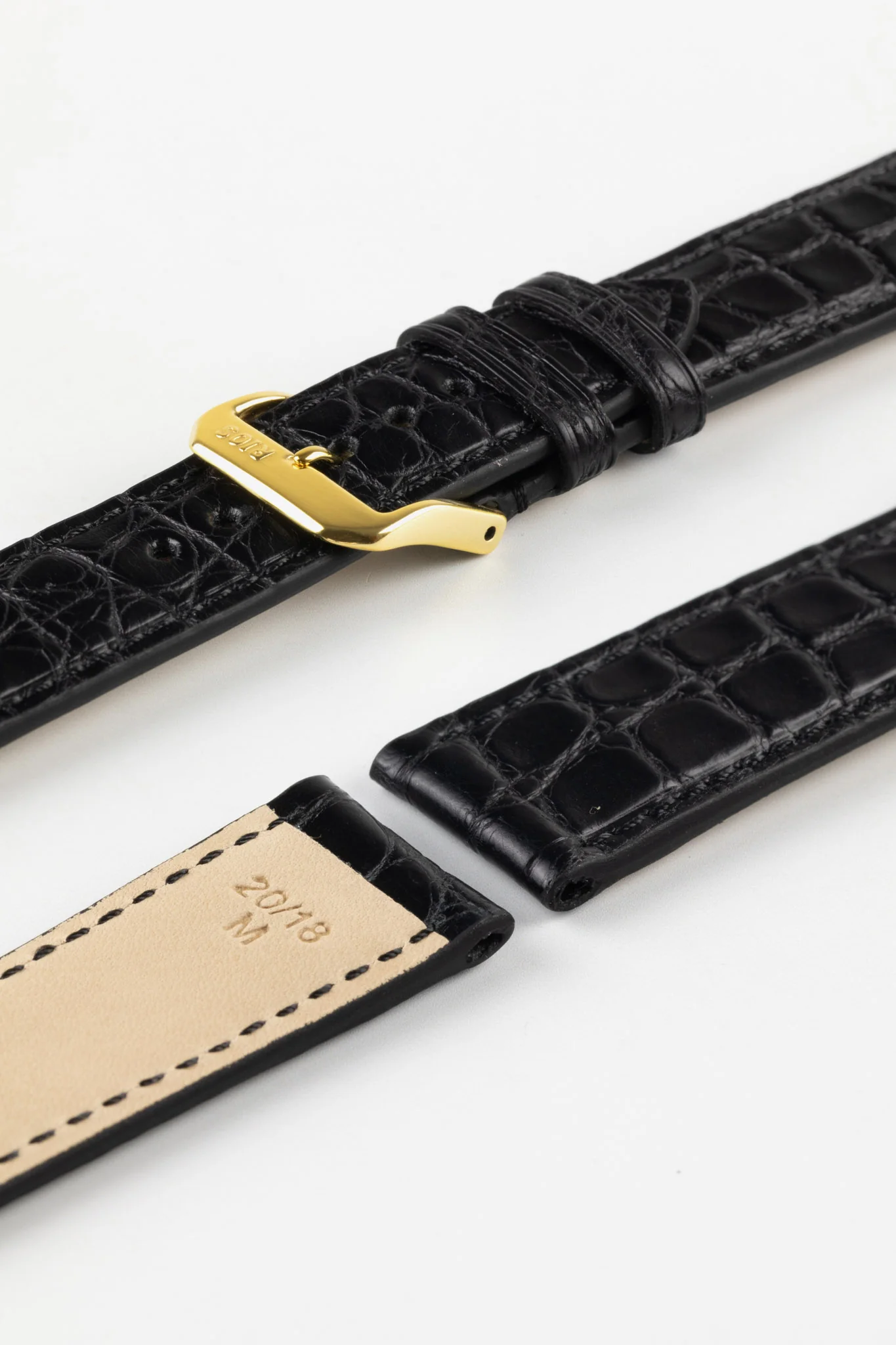 RIOS1931 PRESTIGE Genuine Alligator Flank Watch Strap in BLACK - Image 8