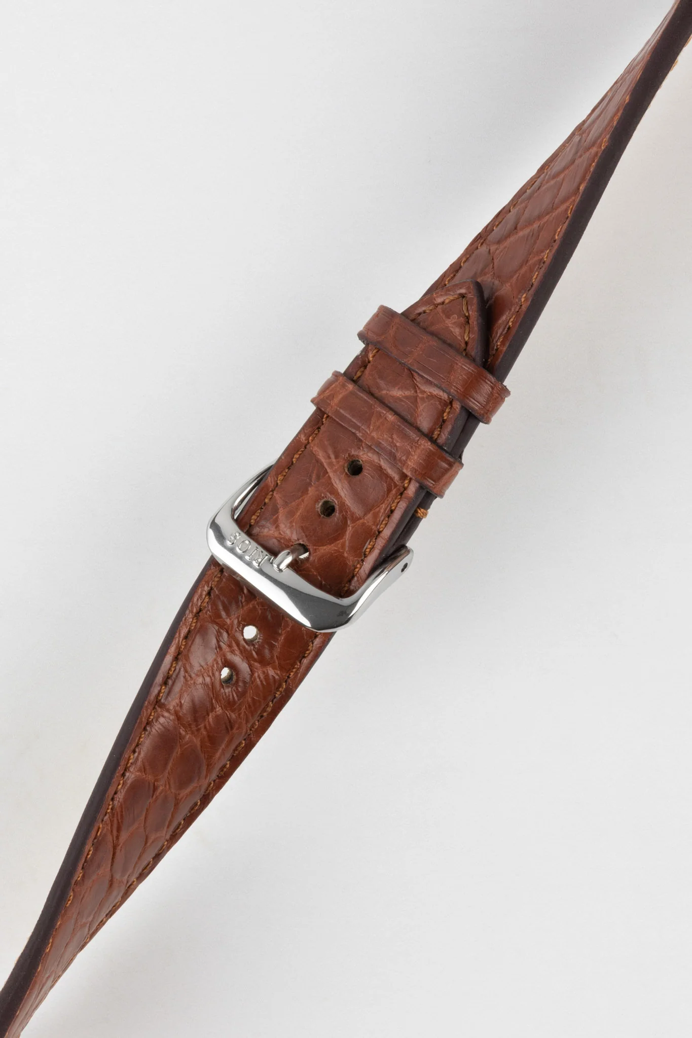 RIOS1931 PRESTIGE Genuine Alligator Flank Watch Strap in MAHOGANY - Image 5