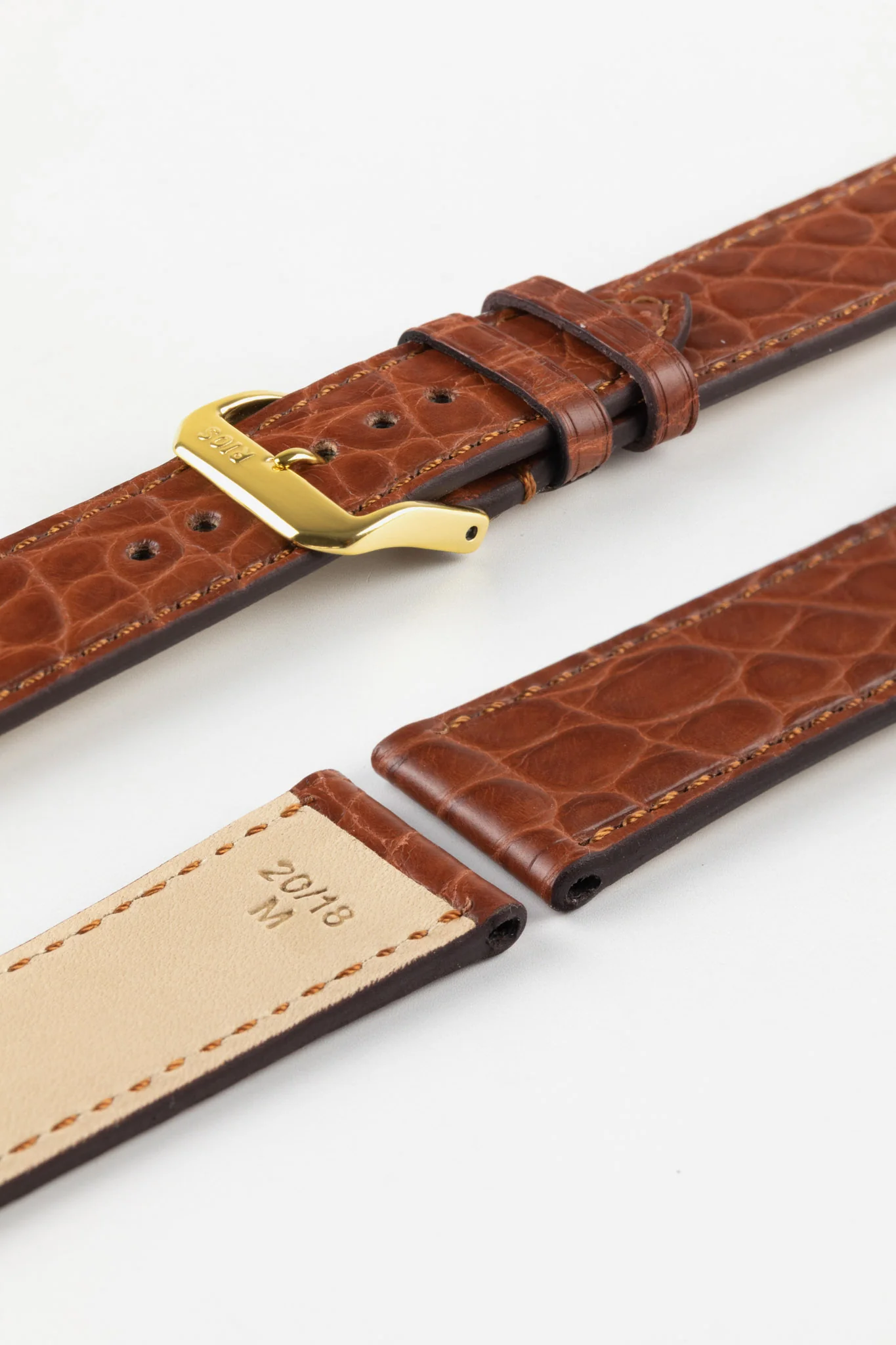 RIOS1931 PRESTIGE Genuine Alligator Flank Watch Strap in MAHOGANY - Image 8