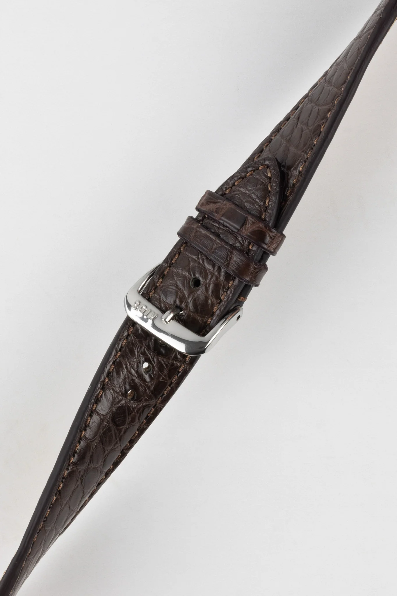 RIOS1931 PRESTIGE Genuine Alligator Flank Watch Strap in MOCHA - Image 5