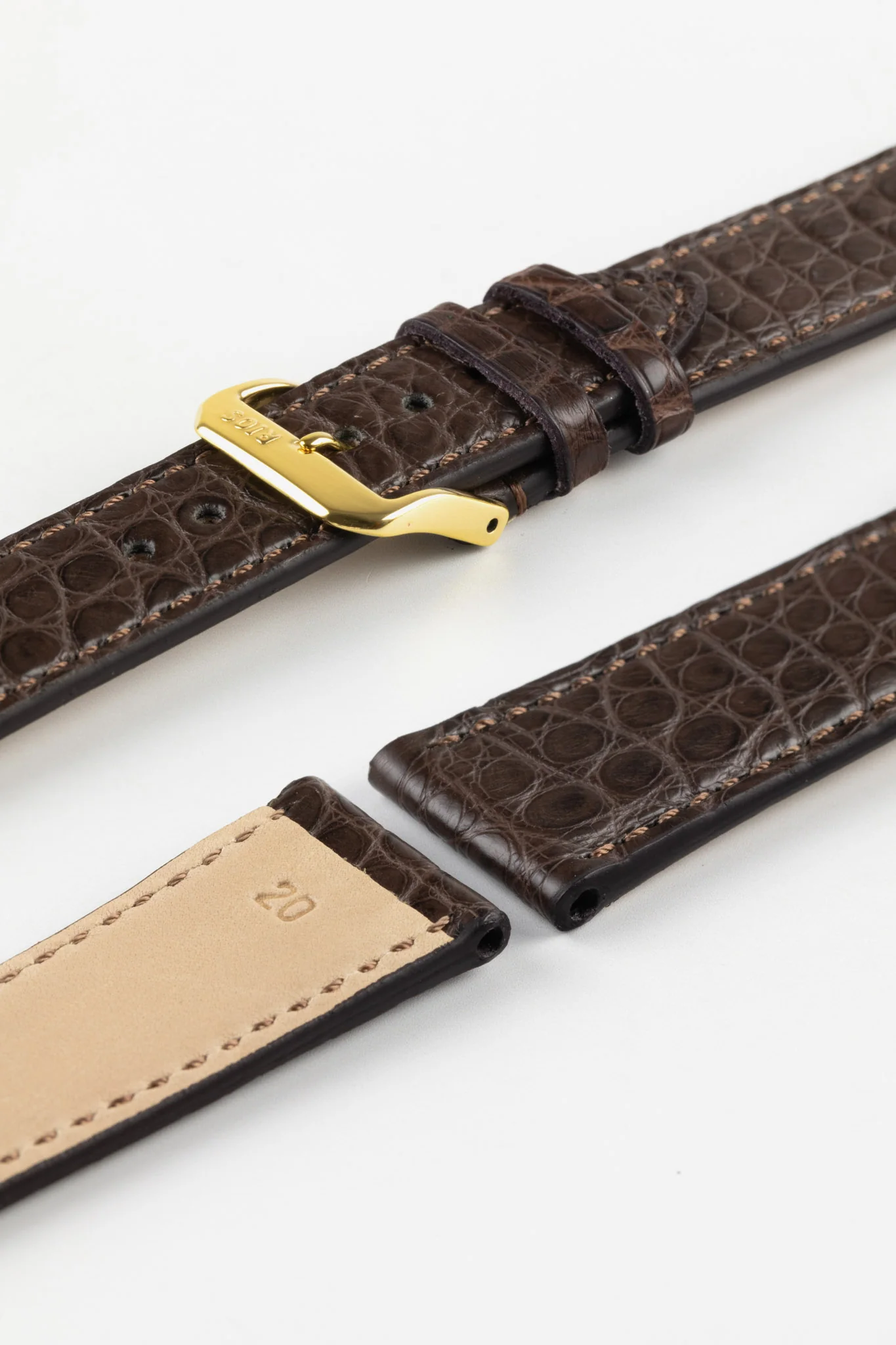 RIOS1931 PRESTIGE Genuine Alligator Flank Watch Strap in MOCHA - Image 8