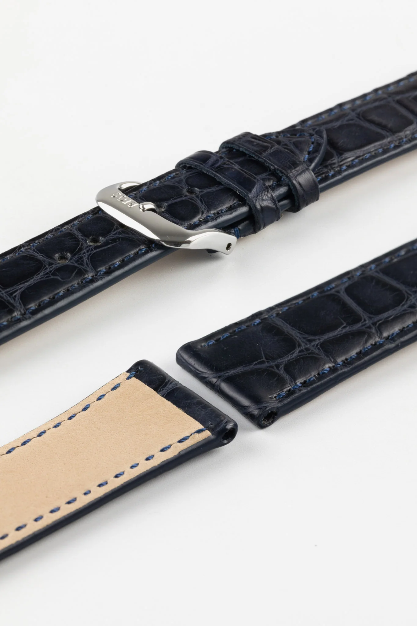 RIOS1931 PRESTIGE Genuine Alligator Flank Watch Strap in OCEAN BLUE - Image 7