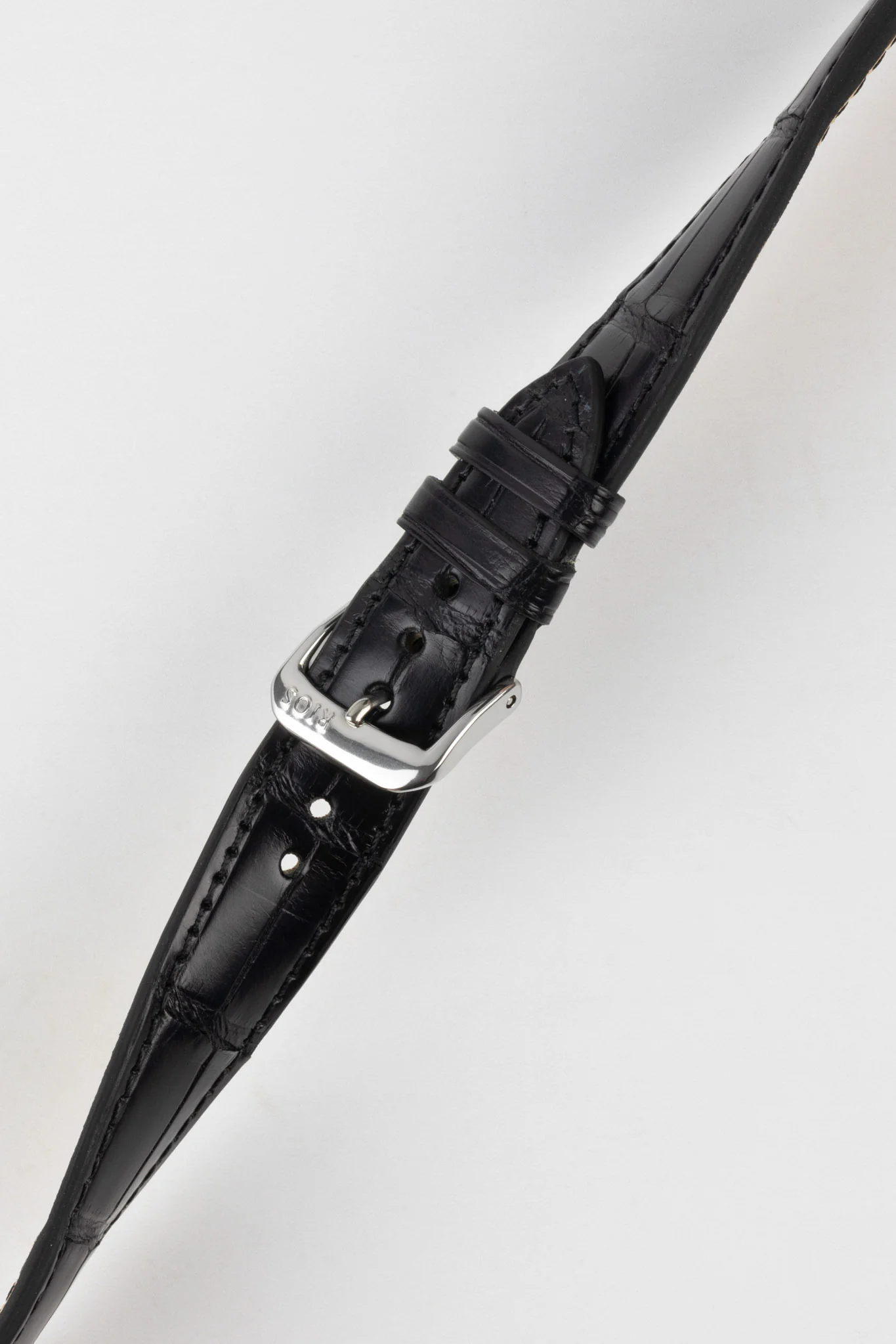 RIOS1931 SENATOR Genuine Alligator Square-Padding Watch Strap in BLACK - Image 5
