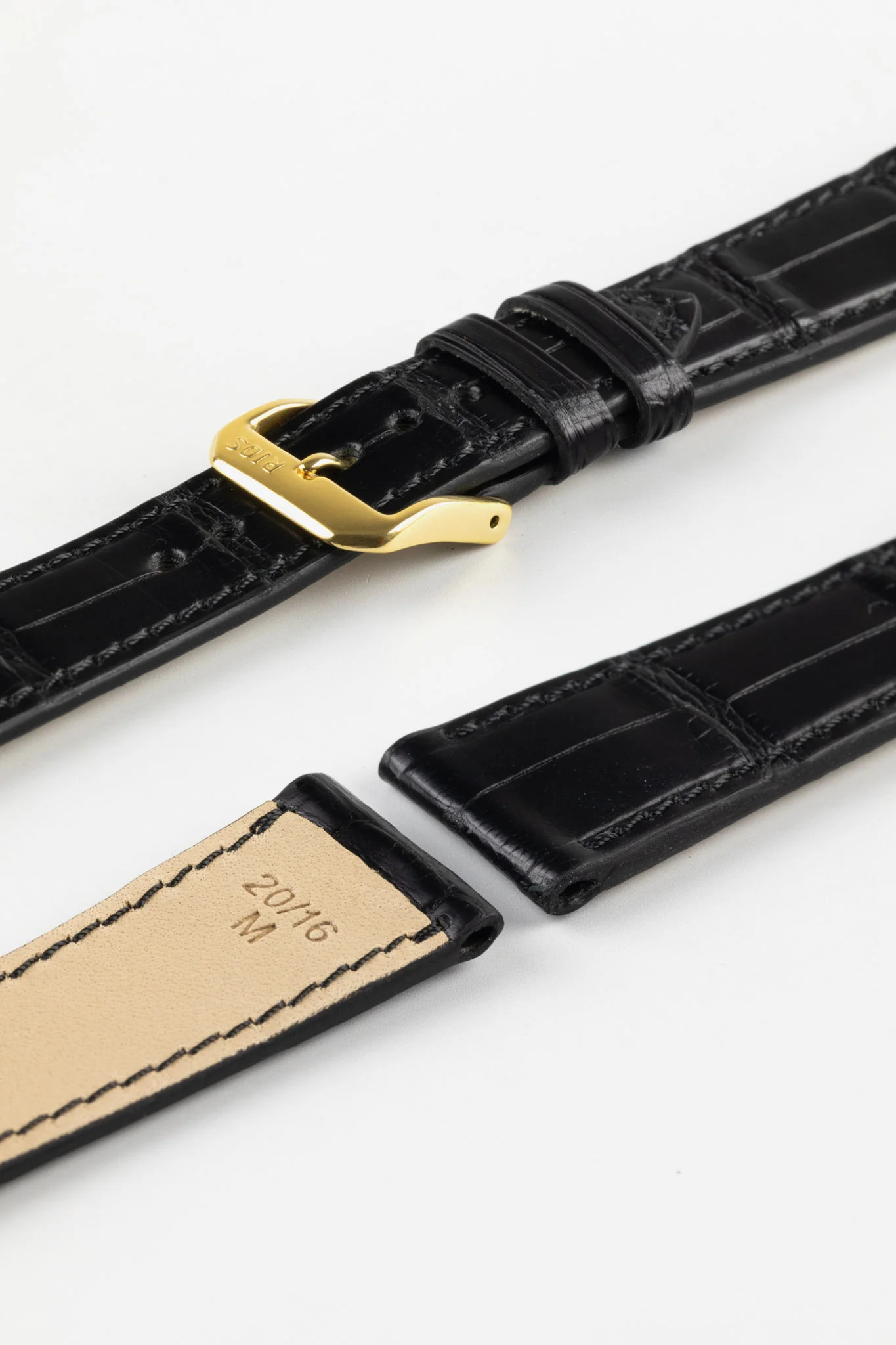 RIOS1931 SENATOR Genuine Alligator Square-Padding Watch Strap in BLACK - Image 8