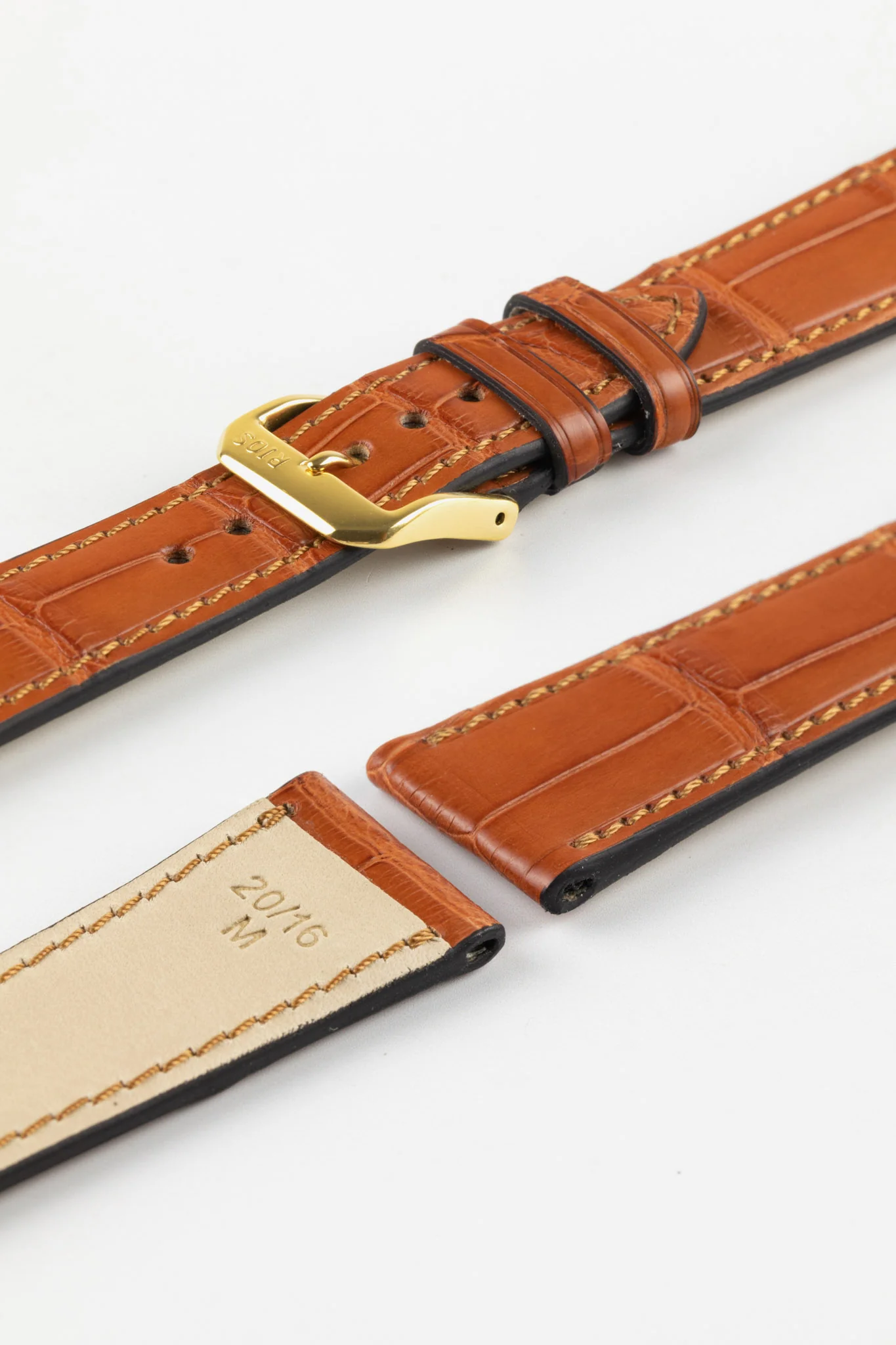 RIOS1931 SENATOR Genuine Alligator Square-Padding Watch Strap in COGNAC - Image 8