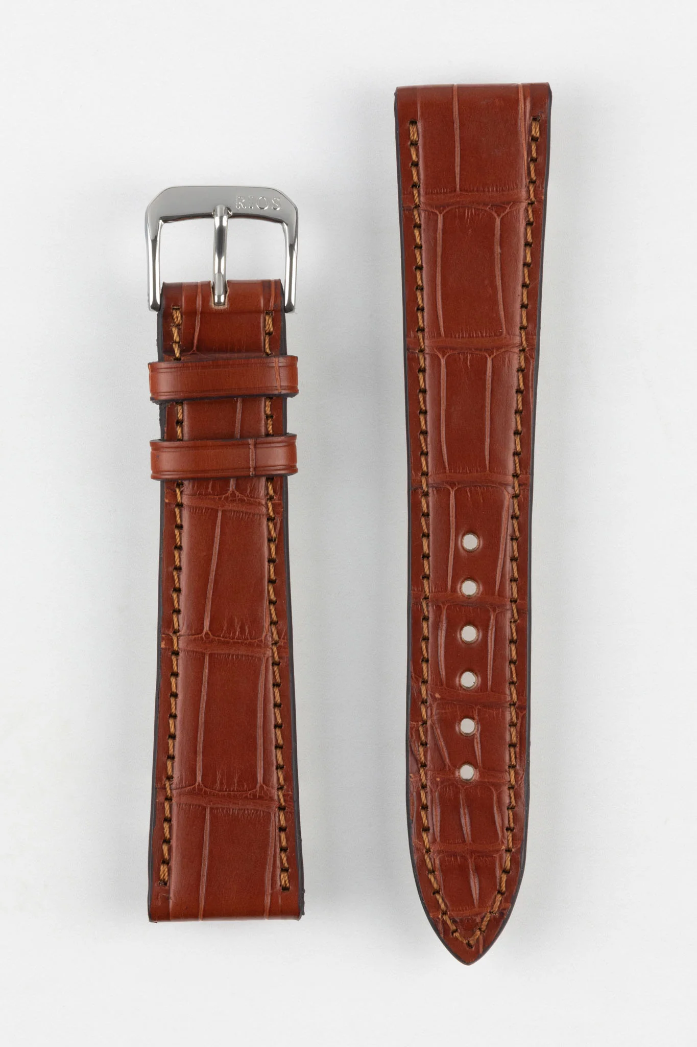 RIOS1931 SENATOR Genuine Alligator Square-Padding Watch Strap in MAHOGANY - Image 10