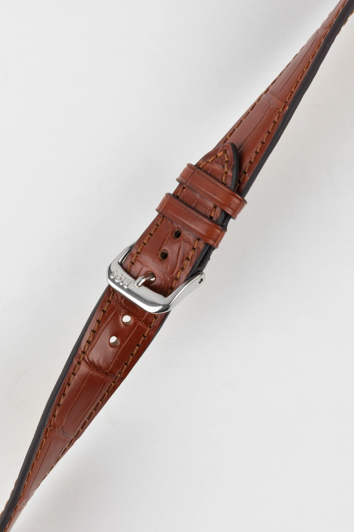 RIOS1931 SENATOR Genuine Alligator Square-Padding Watch Strap in MAHOGANY - Image 5