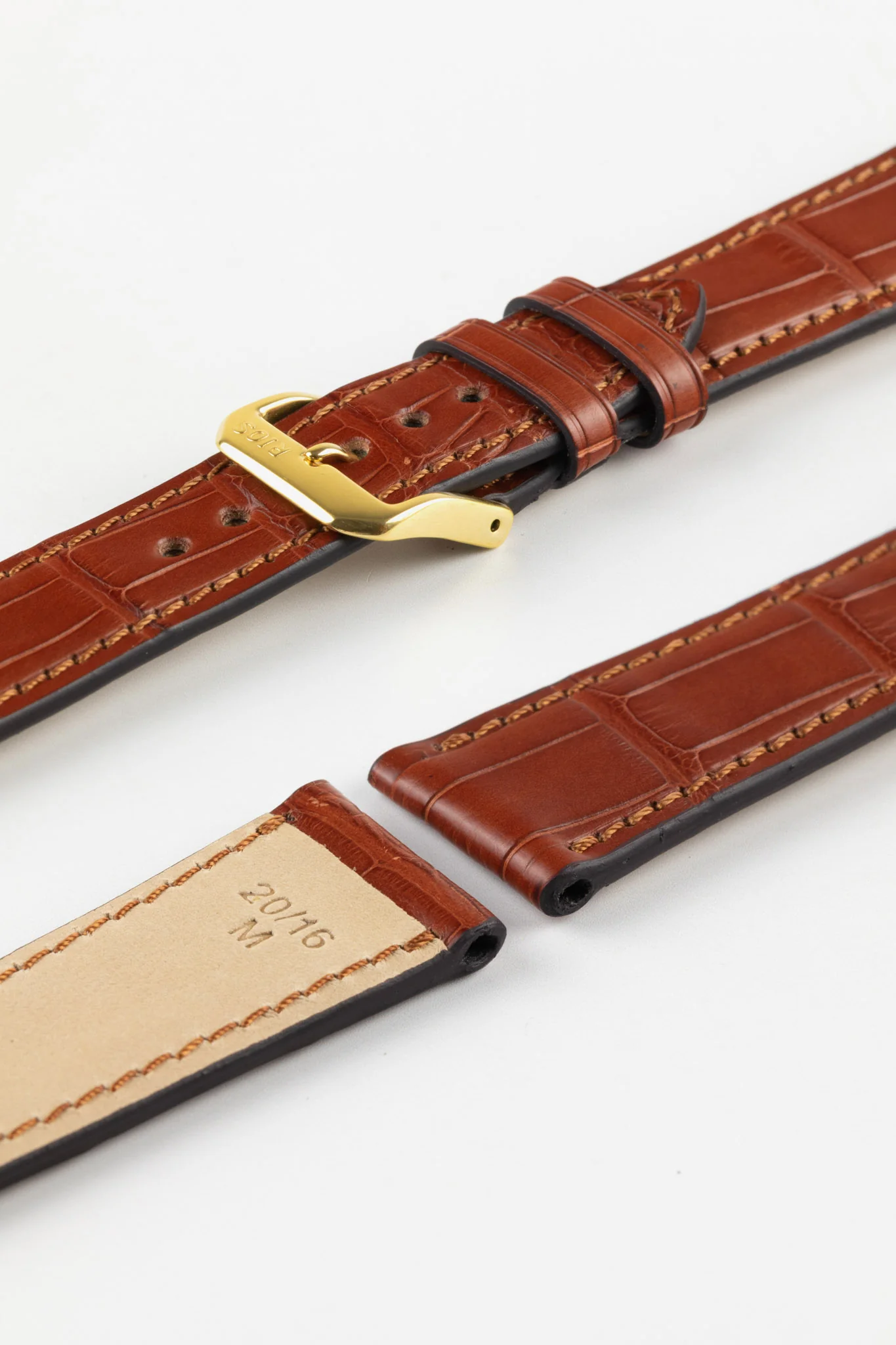 RIOS1931 SENATOR Genuine Alligator Square-Padding Watch Strap in MAHOGANY - Image 8