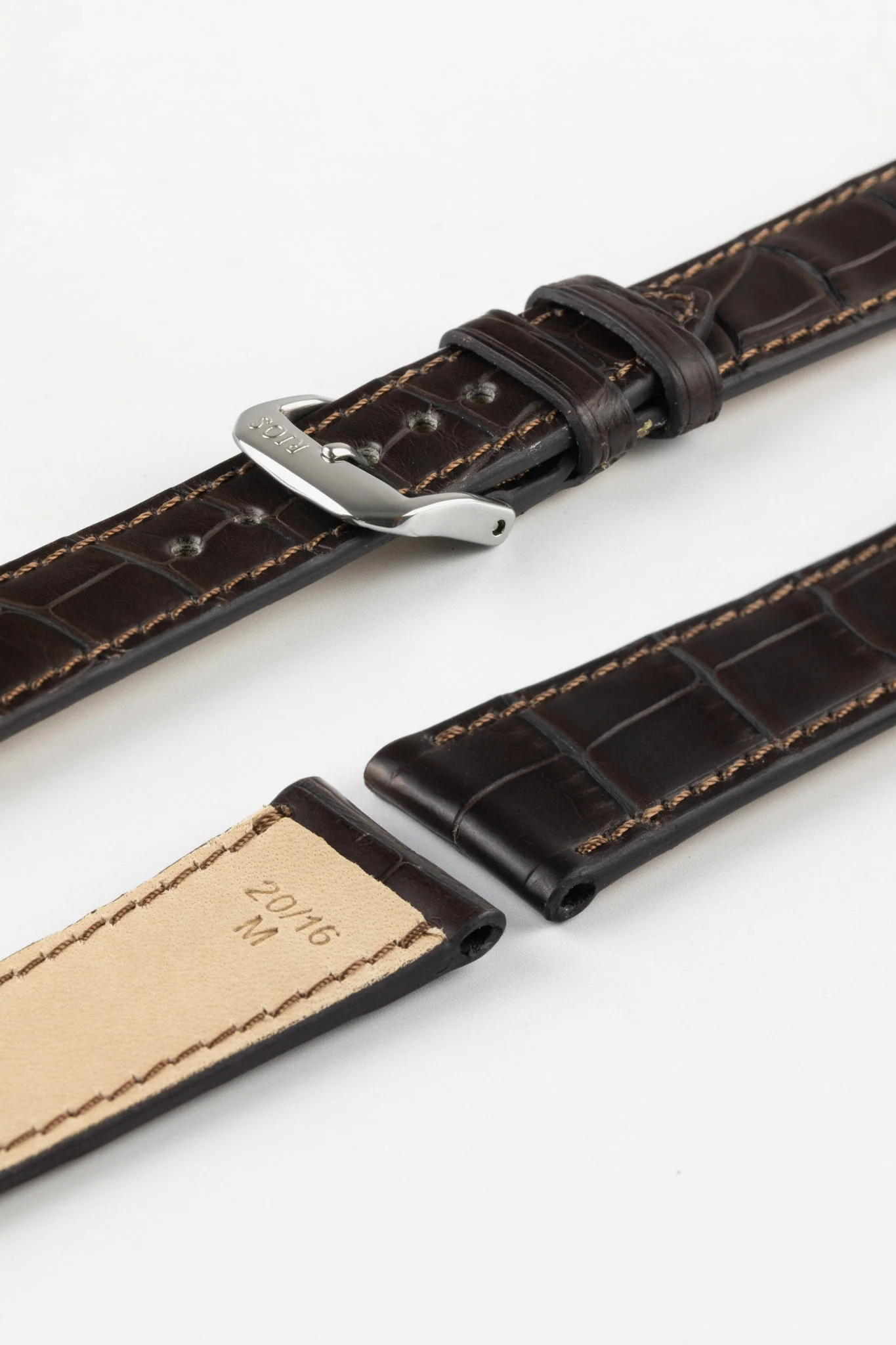 RIOS1931 SENATOR Genuine Alligator Square-Padding Watch Strap in MOCHA - Image 7