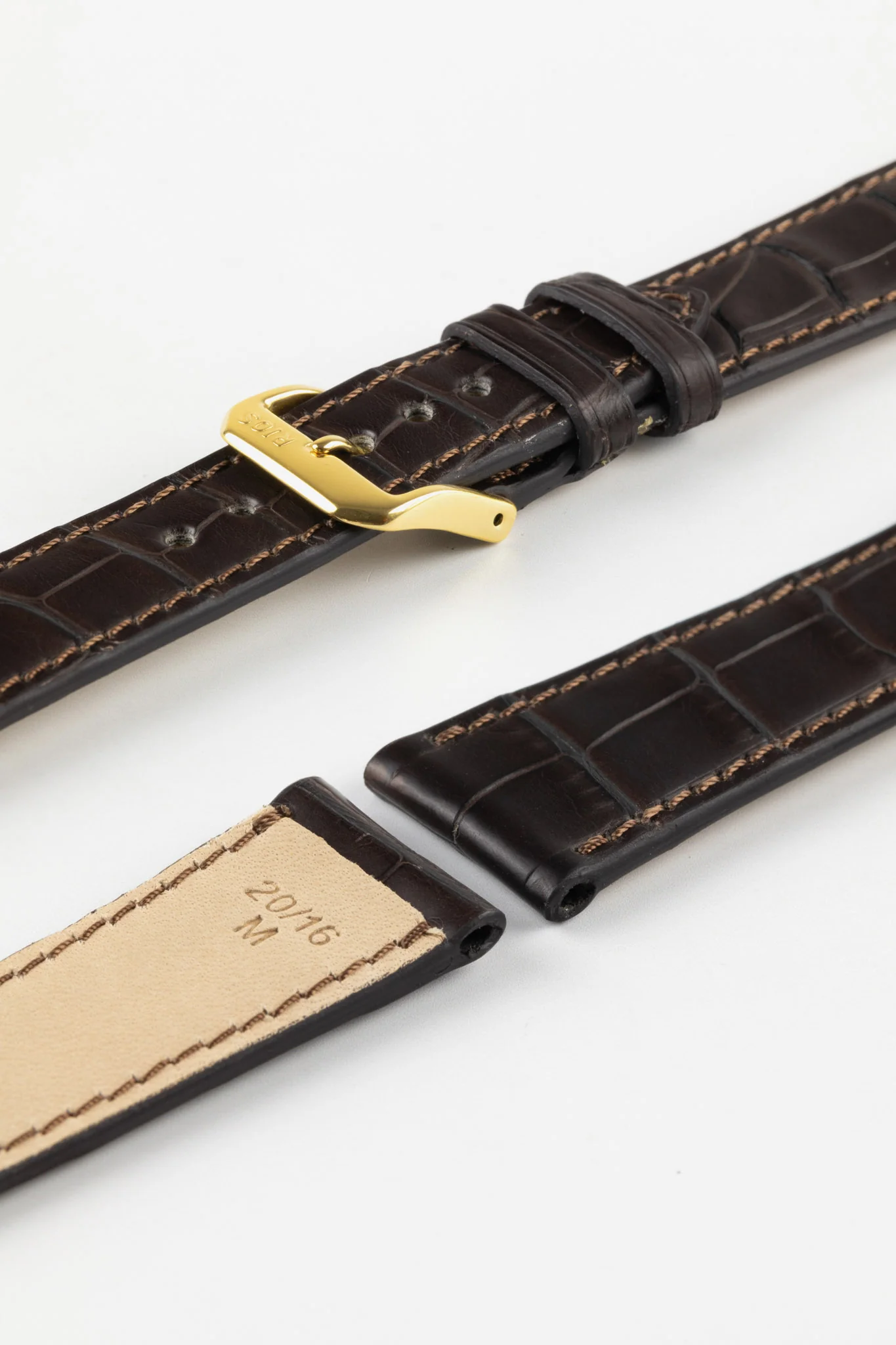 RIOS1931 SENATOR Genuine Alligator Square-Padding Watch Strap in MOCHA - Image 8
