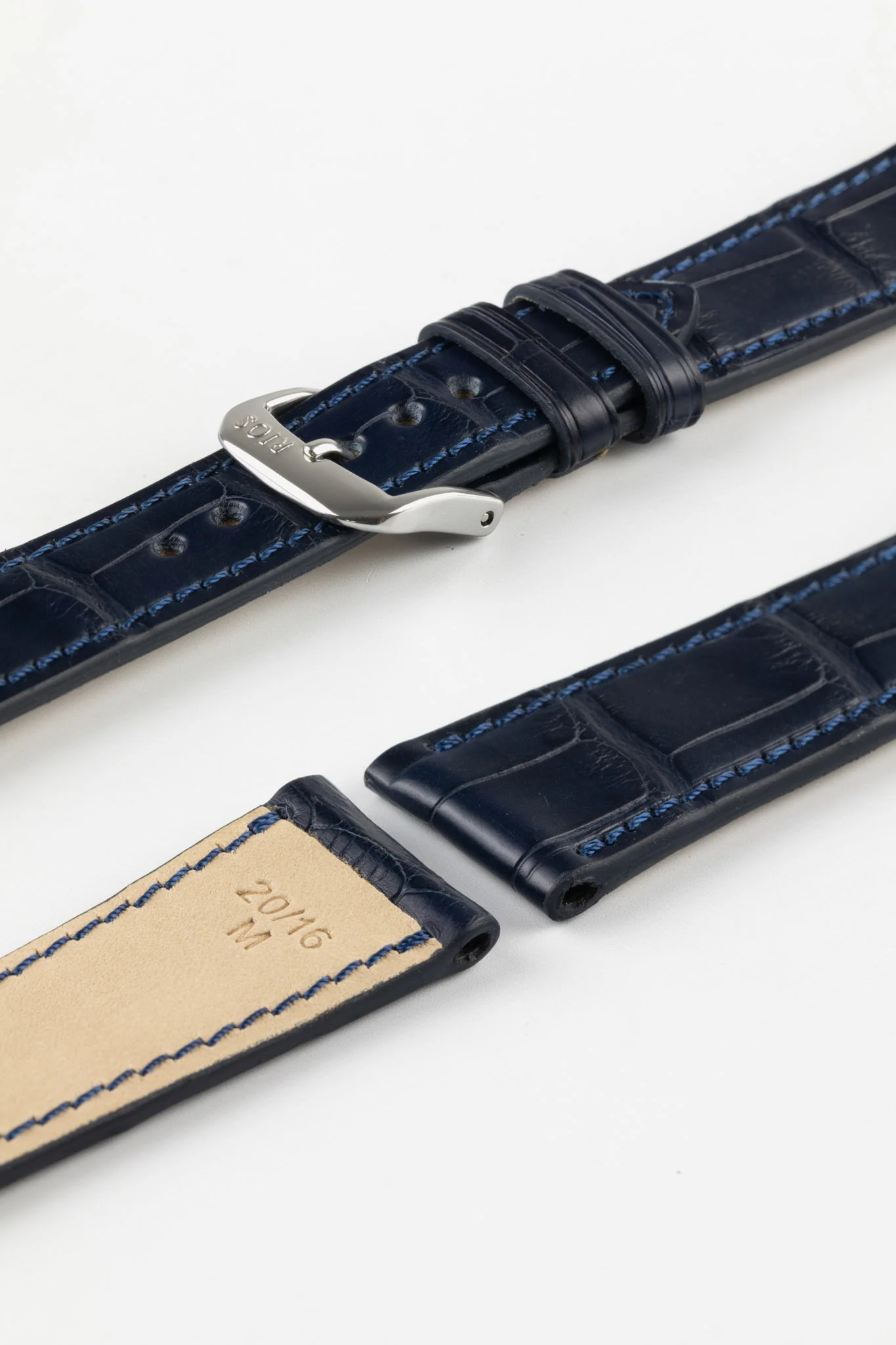 RIOS1931 SENATOR Genuine Alligator Square-Padding Watch Strap in OCEAN BLUE - Image 7