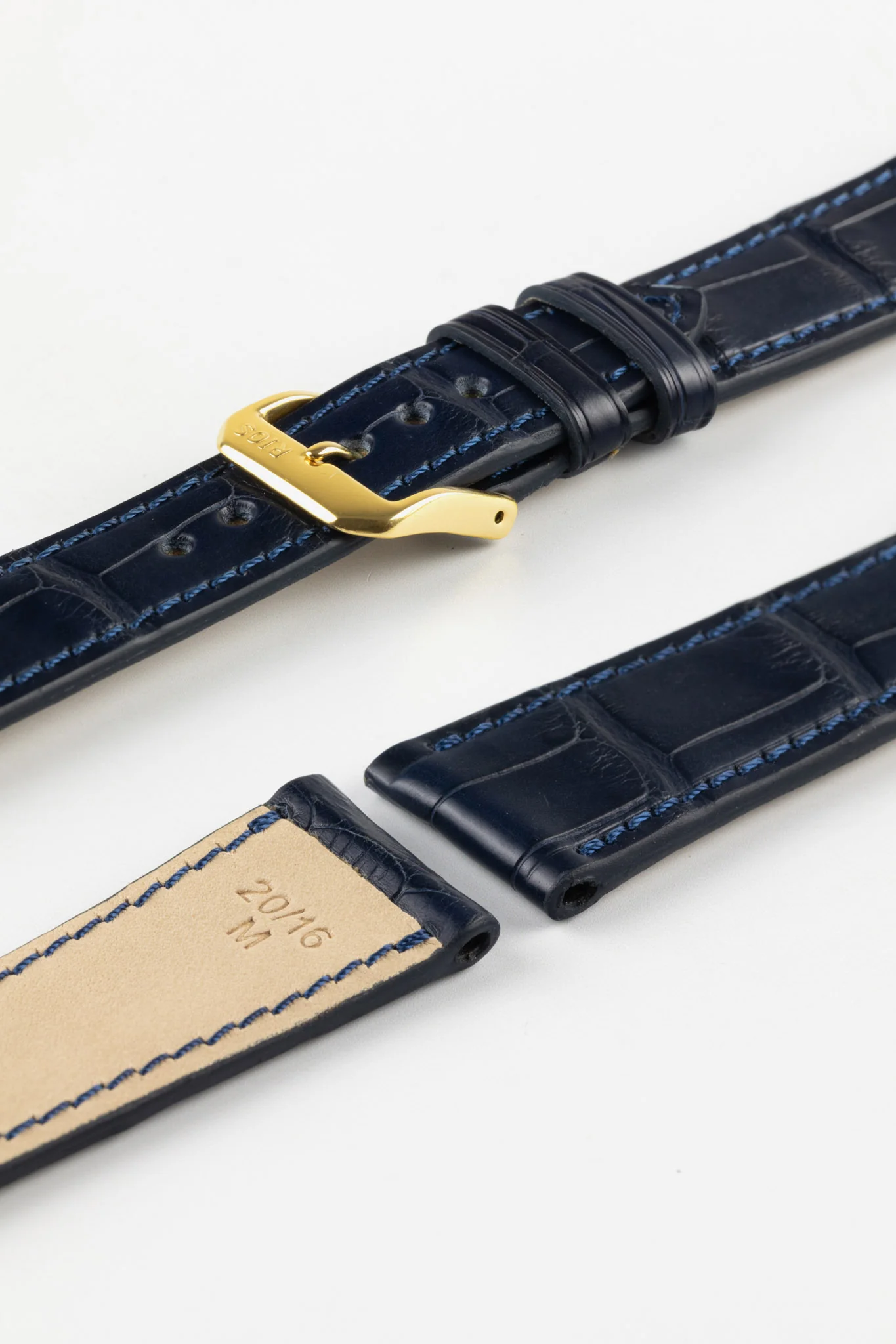 RIOS1931 SENATOR Genuine Alligator Square-Padding Watch Strap in OCEAN BLUE - Image 8