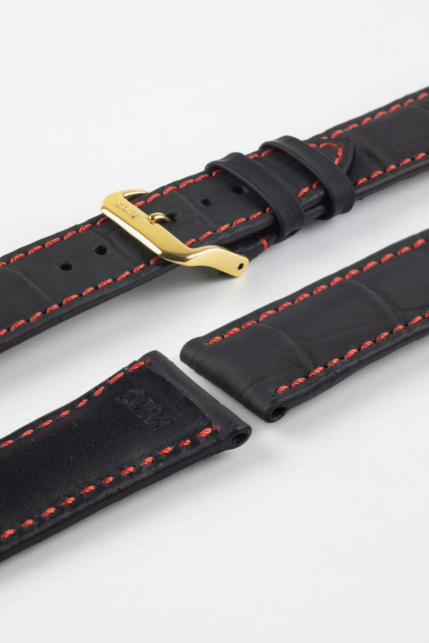 RIOS1931 SPEED Water Resistant Alligator-Embossed Leather Watch Strap in BLACK - Image 5