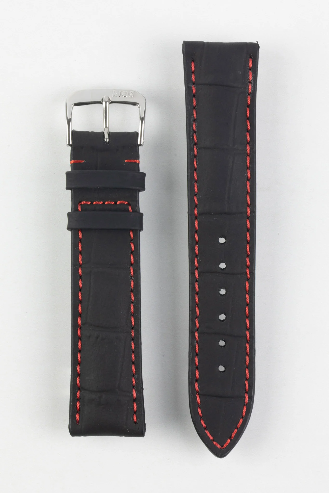 RIOS1931 SPEED Water Resistant Alligator-Embossed Leather Watch Strap in BLACK - Image 6