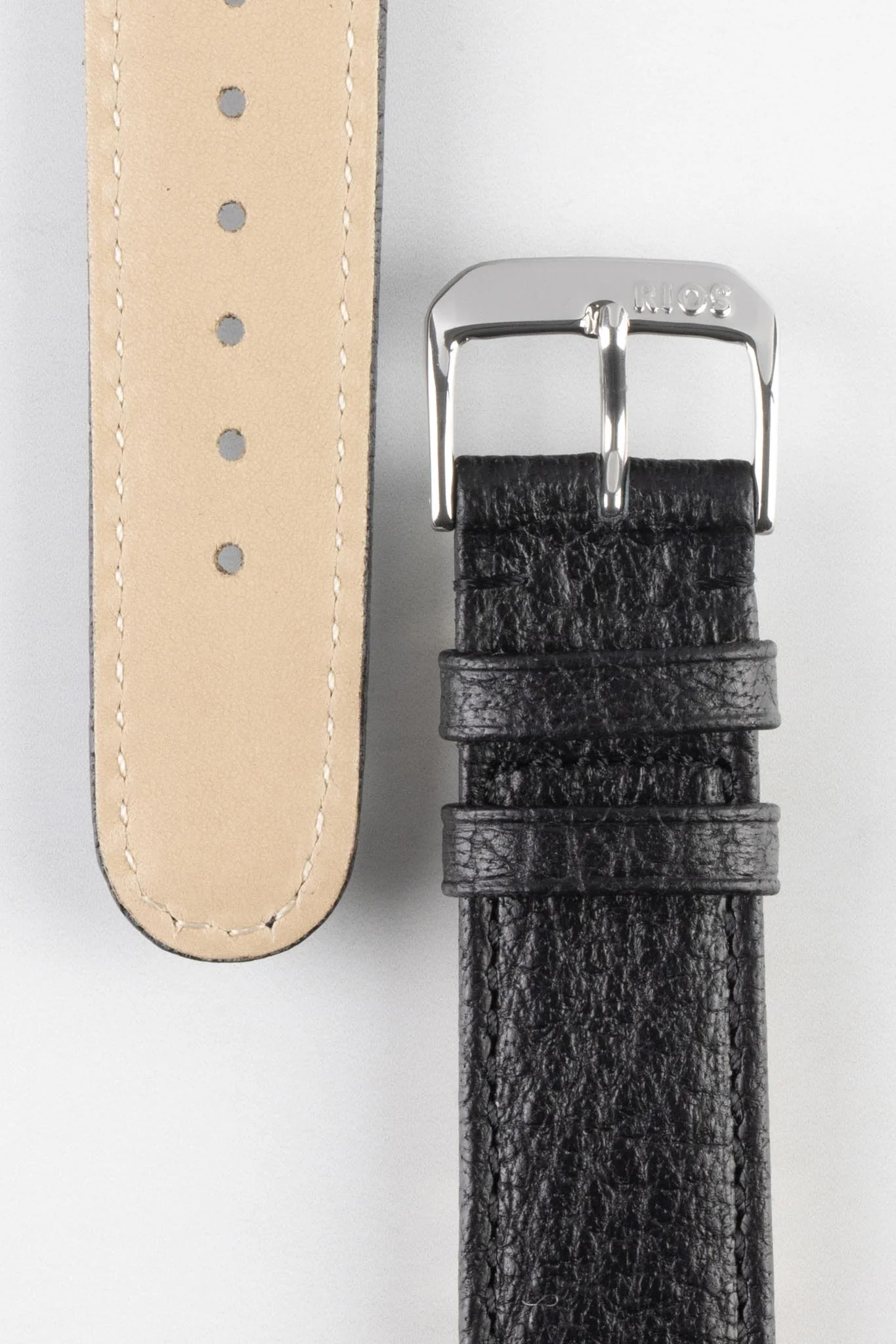 RIOS1931 TEXAS Genuine Buffalo Leather Watch Strap in BLACK - Image 3