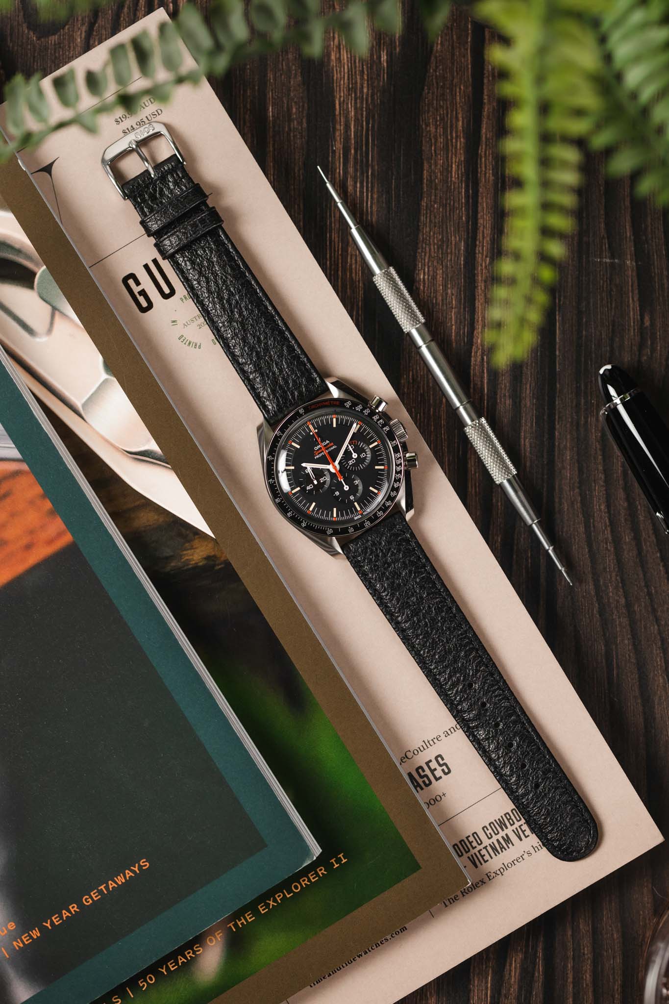 RIOS1931 TEXAS Genuine Buffalo Leather Watch Strap in BLACK - Image 4