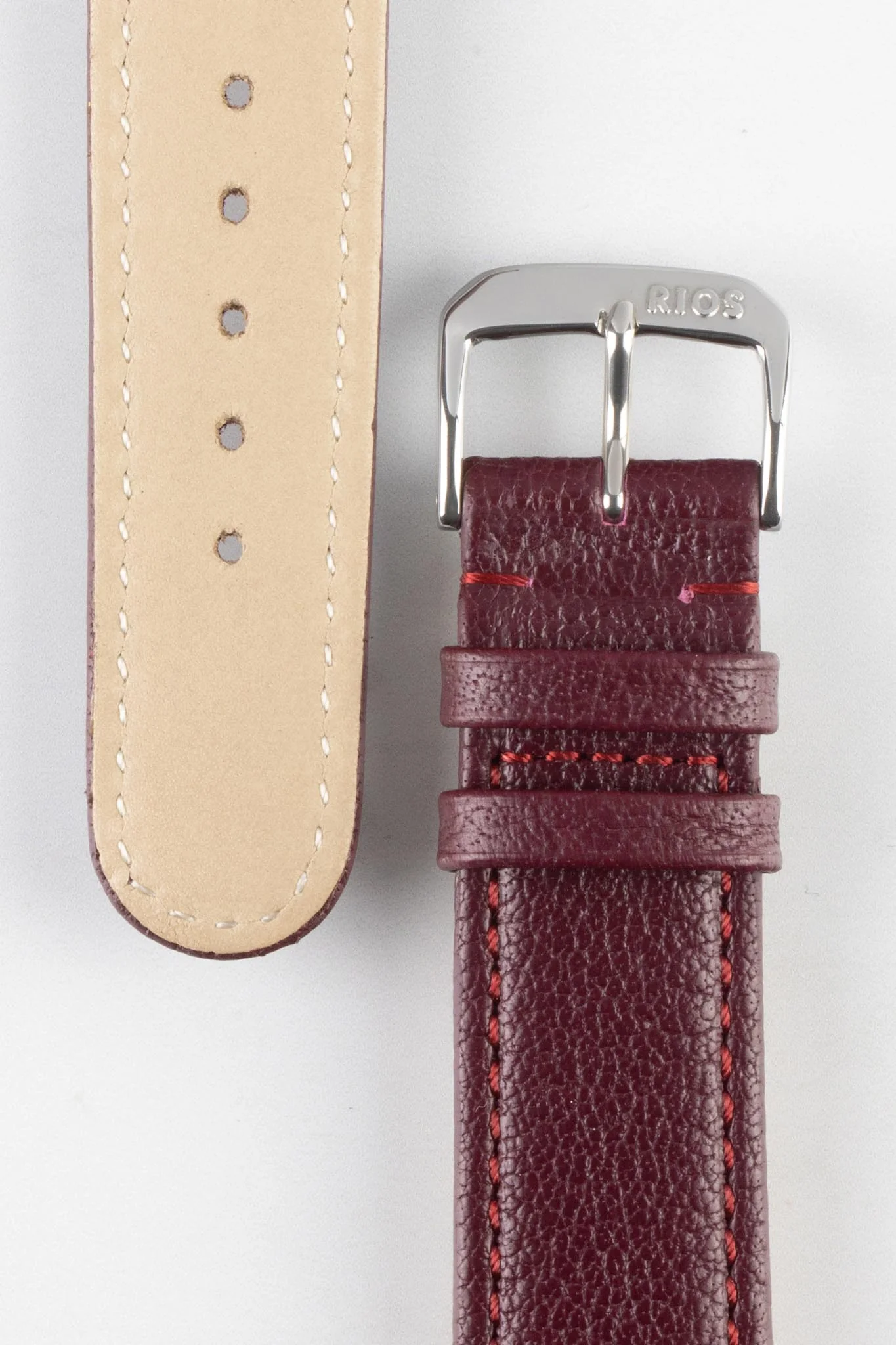 RIOS1931 TEXAS Genuine Buffalo Leather Watch Strap in BURGUNDY - Image 3