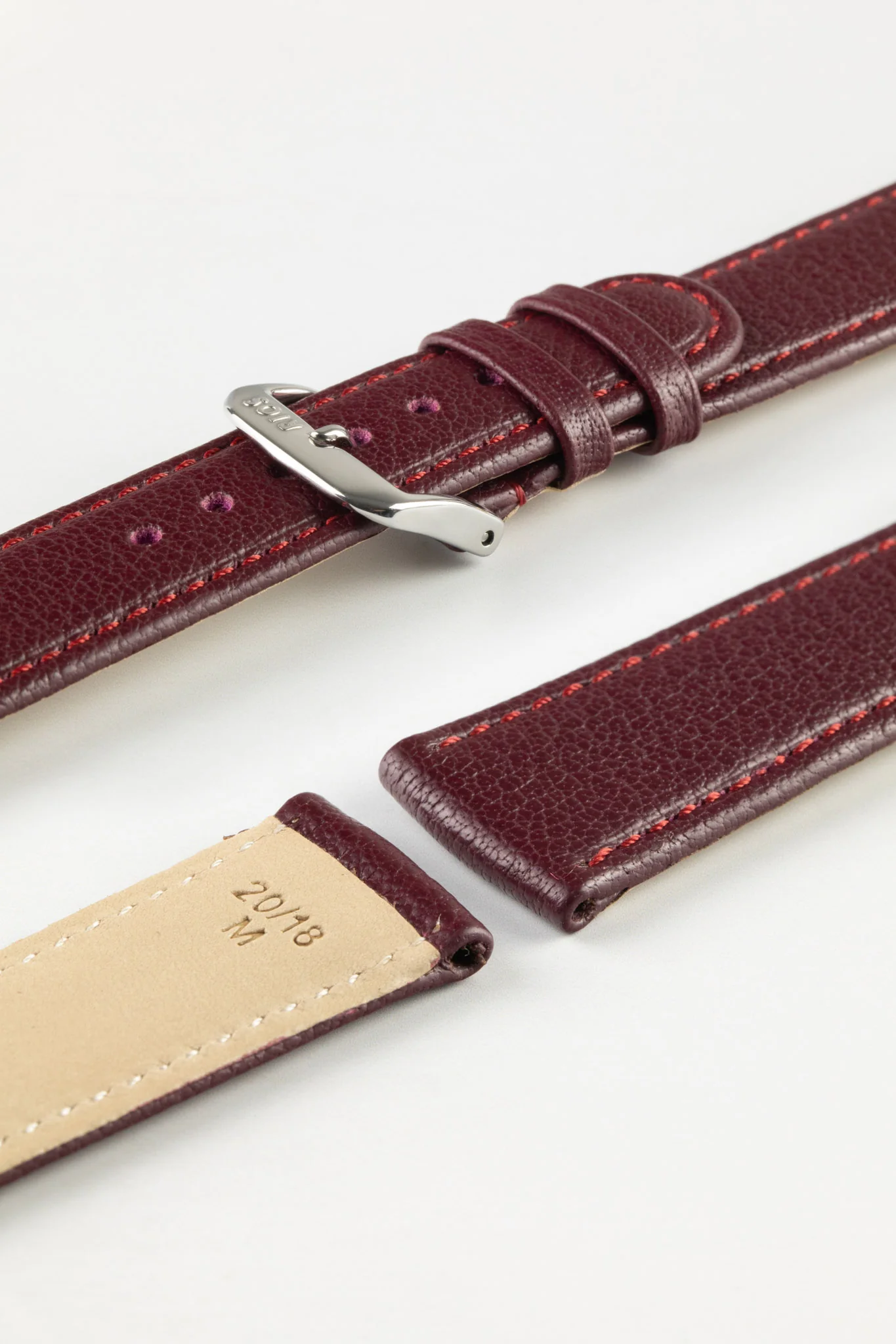 RIOS1931 TEXAS Genuine Buffalo Leather Watch Strap in BURGUNDY - Image 7