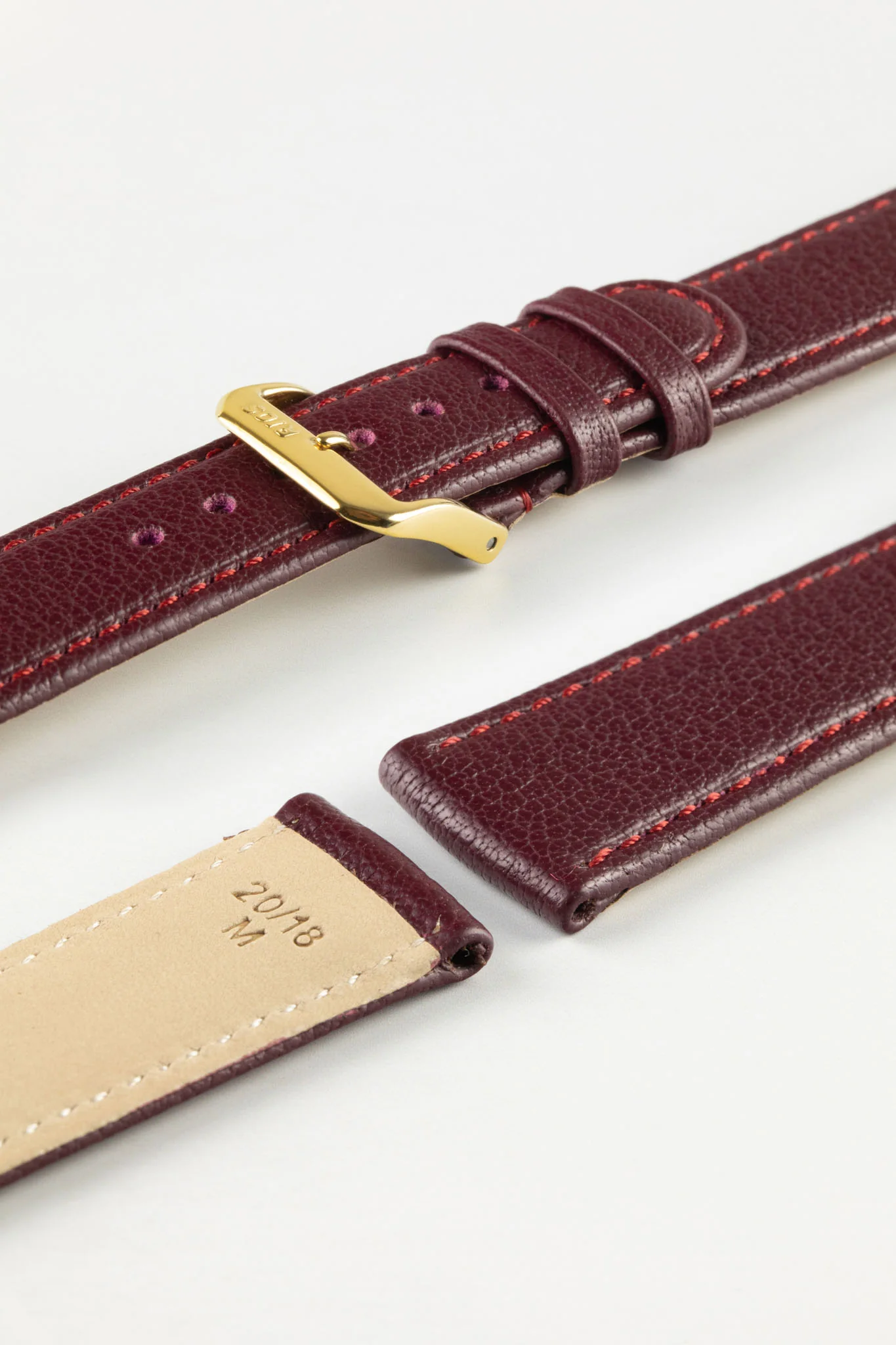 RIOS1931 TEXAS Genuine Buffalo Leather Watch Strap in BURGUNDY - Image 8
