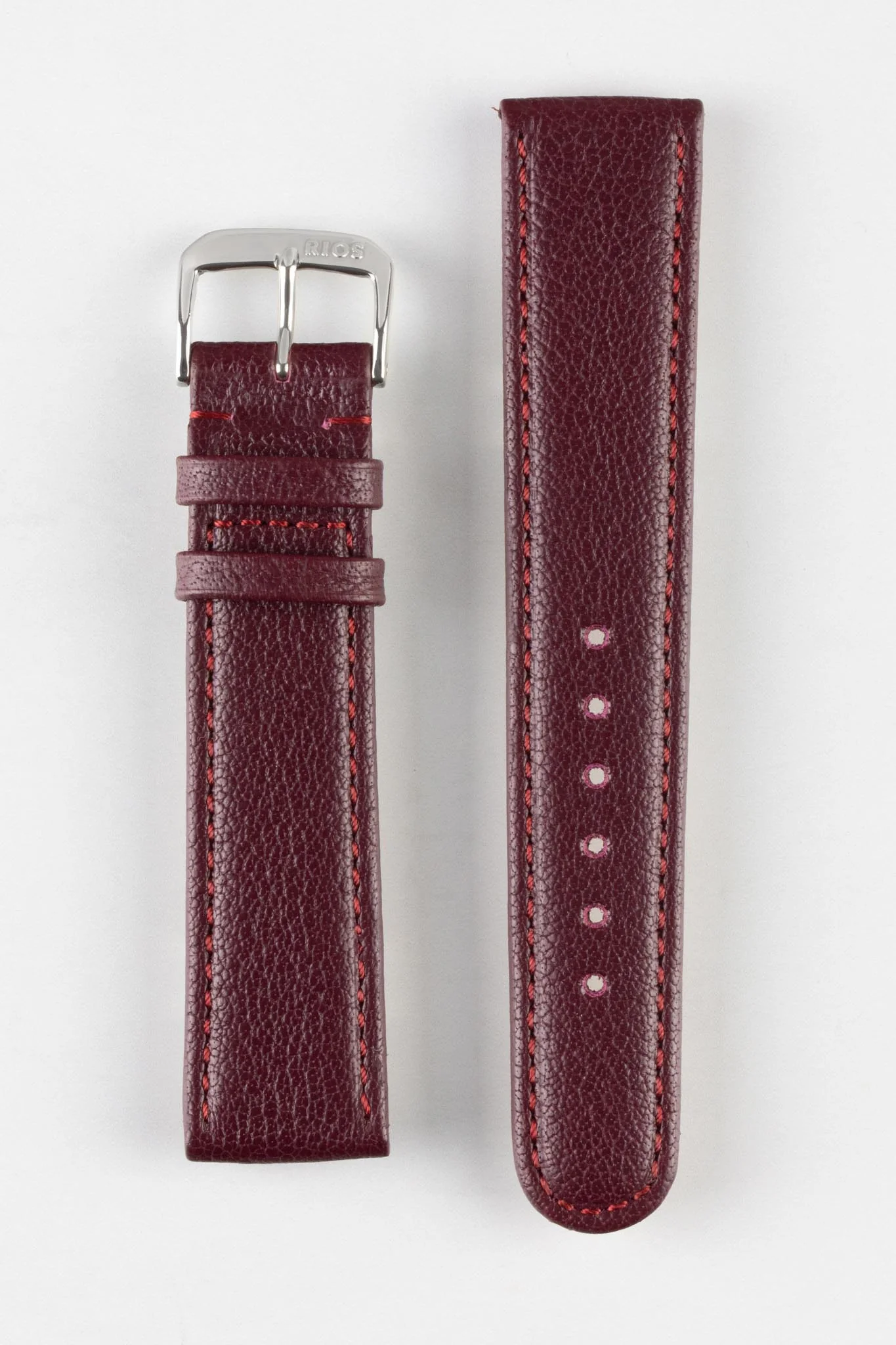 RIOS1931 TEXAS Genuine Buffalo Leather Watch Strap in BURGUNDY - Image 9