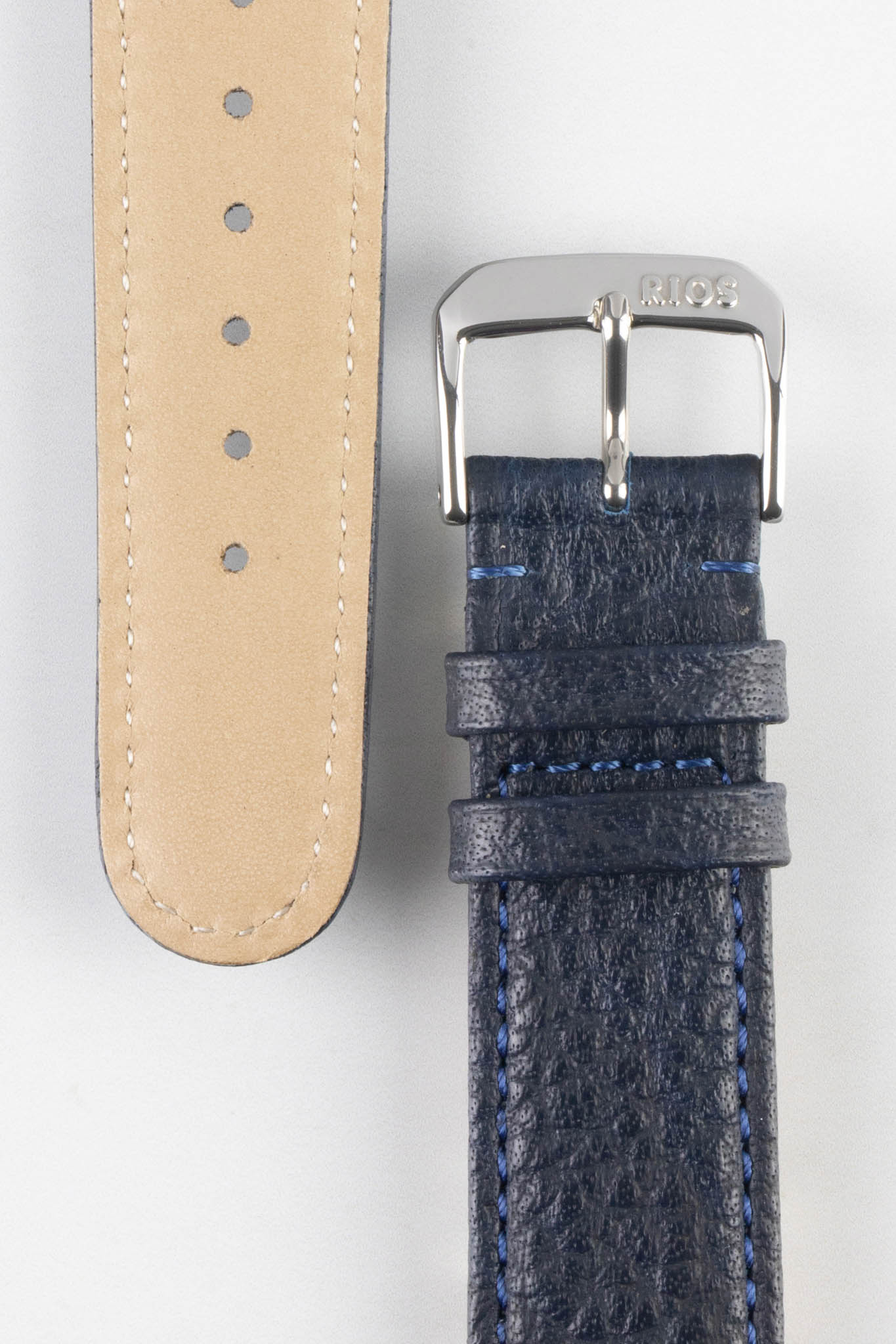 RIOS1931 TEXAS Genuine Buffalo Leather Watch Strap in OCEAN BLUE - Image 3