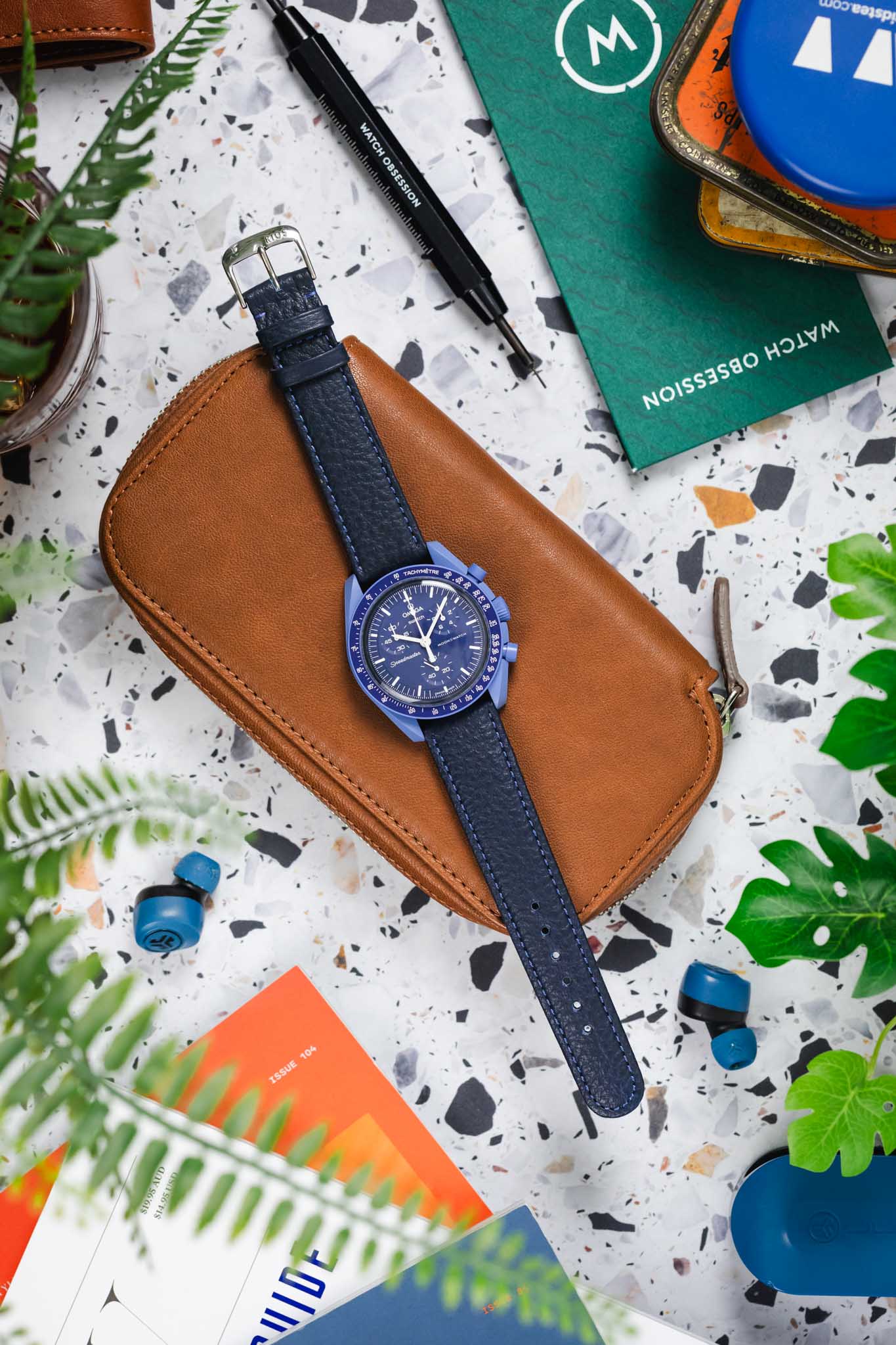 RIOS1931 TEXAS Genuine Buffalo Leather Watch Strap in OCEAN BLUE - Image 9