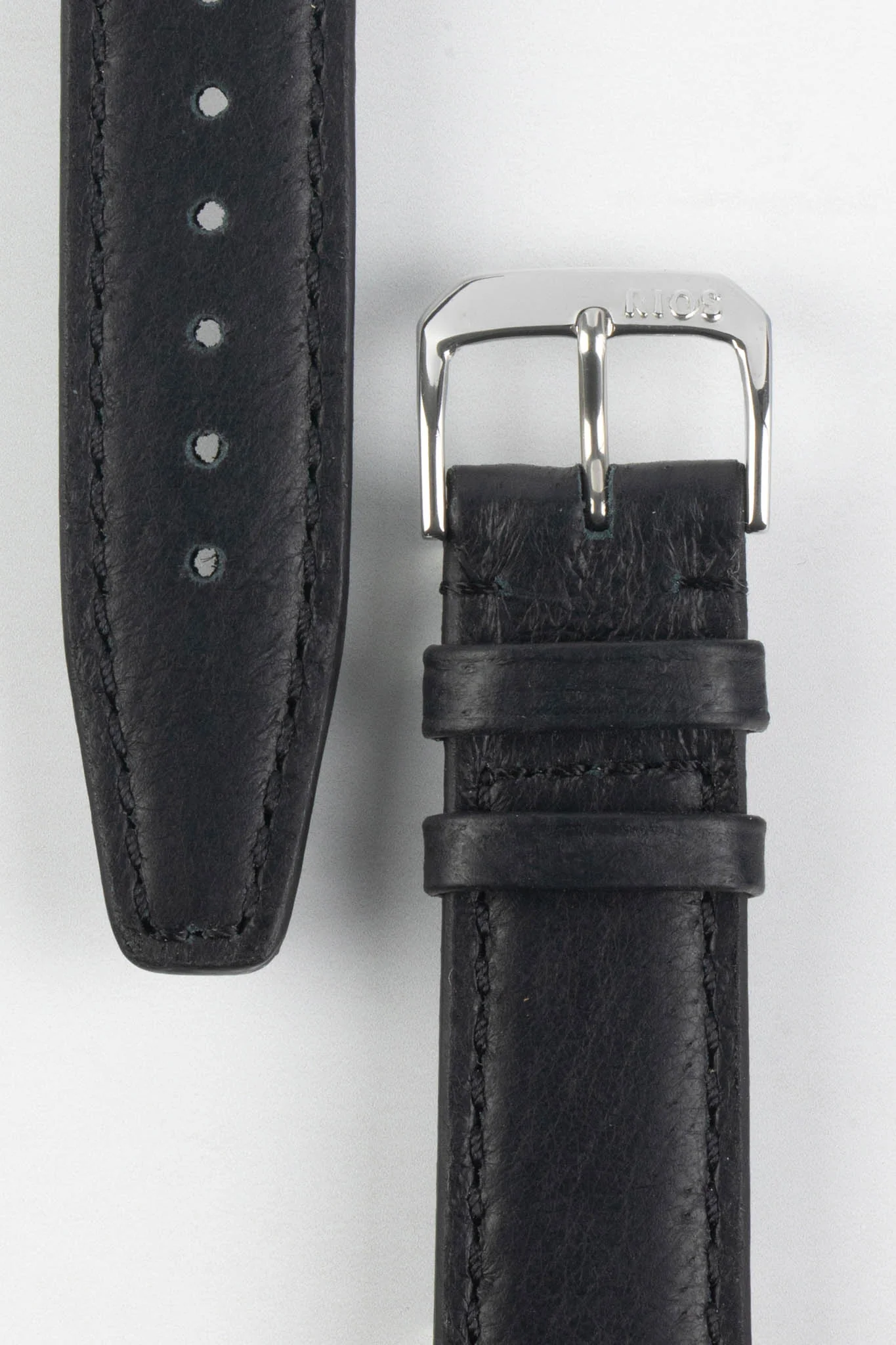 RIOS1931 TOBACCO Genuine Pigskin Leather Watch Strap in BLACK - Image 3