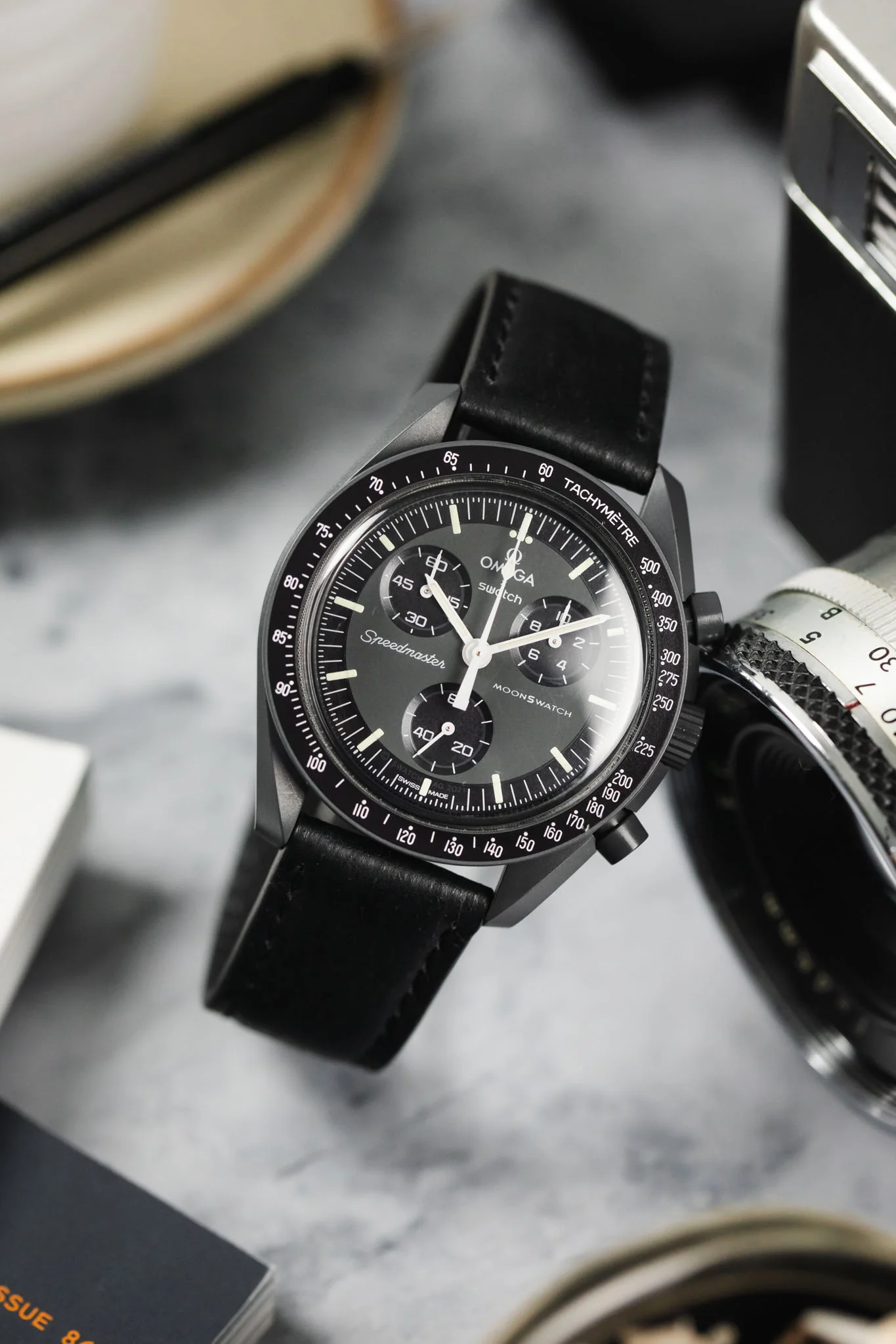 RIOS1931 TOBACCO Genuine Pigskin Leather Watch Strap in BLACK - Image 4