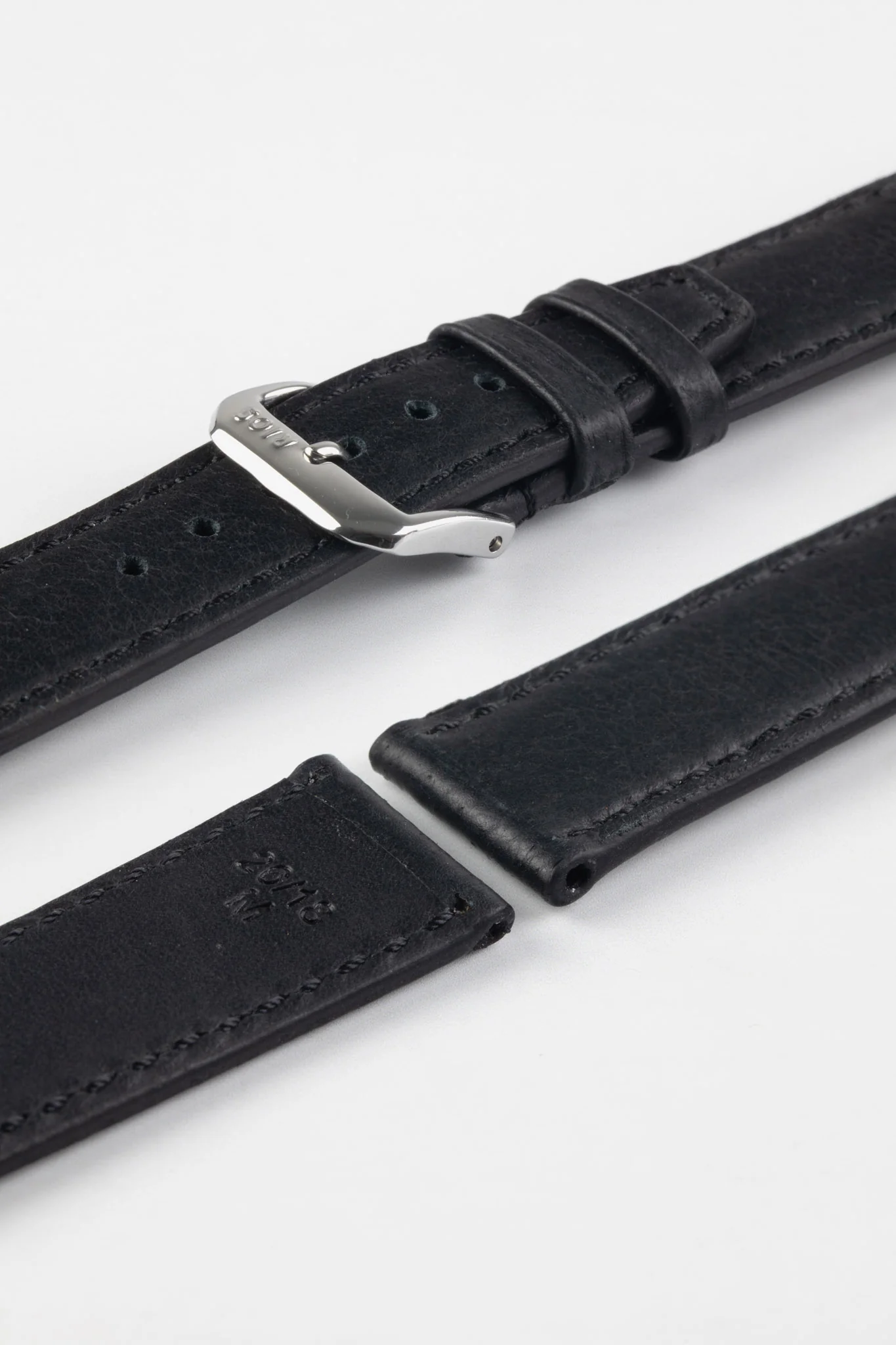 RIOS1931 TOBACCO Genuine Pigskin Leather Watch Strap in BLACK - Image 7