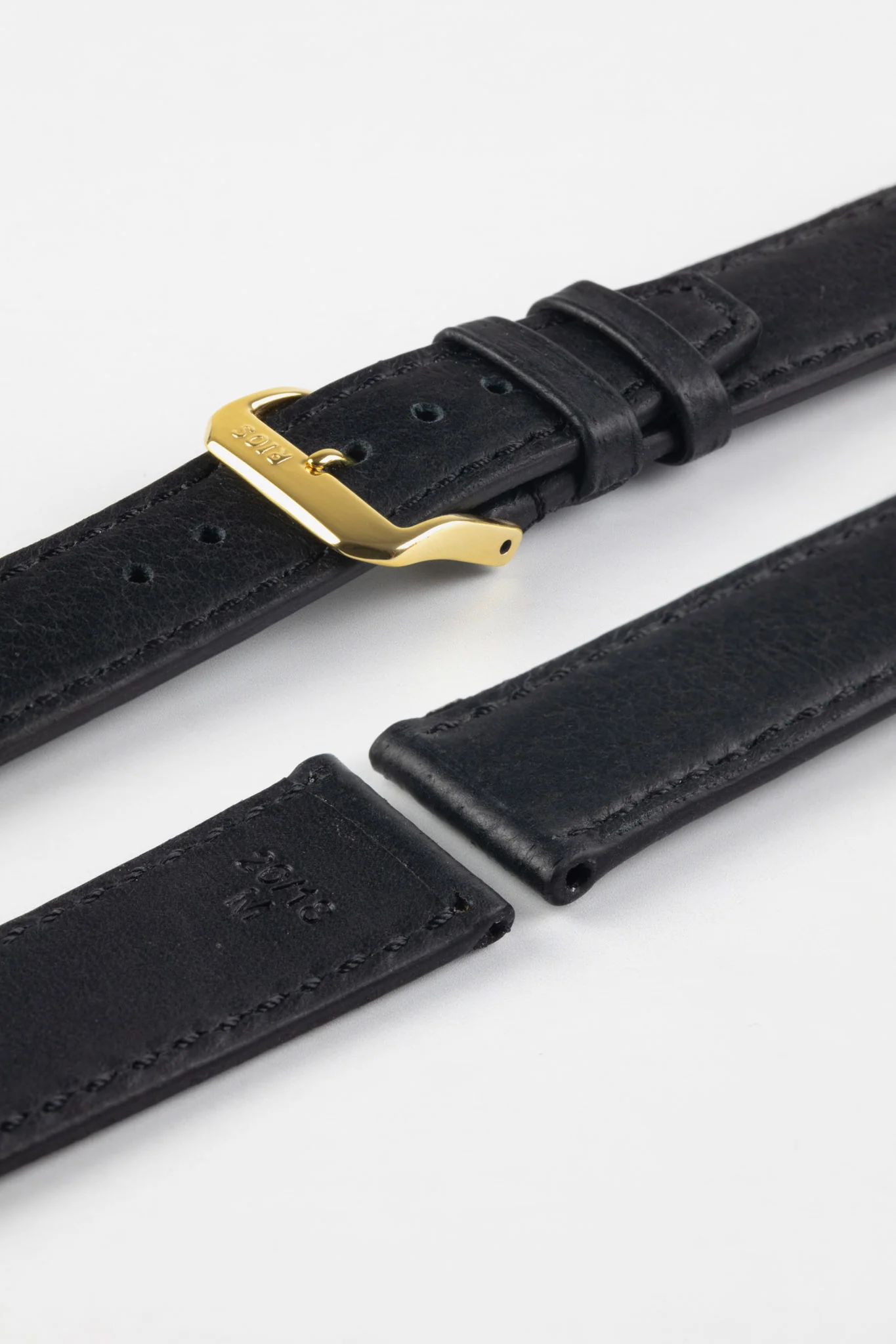 RIOS1931 TOBACCO Genuine Pigskin Leather Watch Strap in BLACK - Image 8