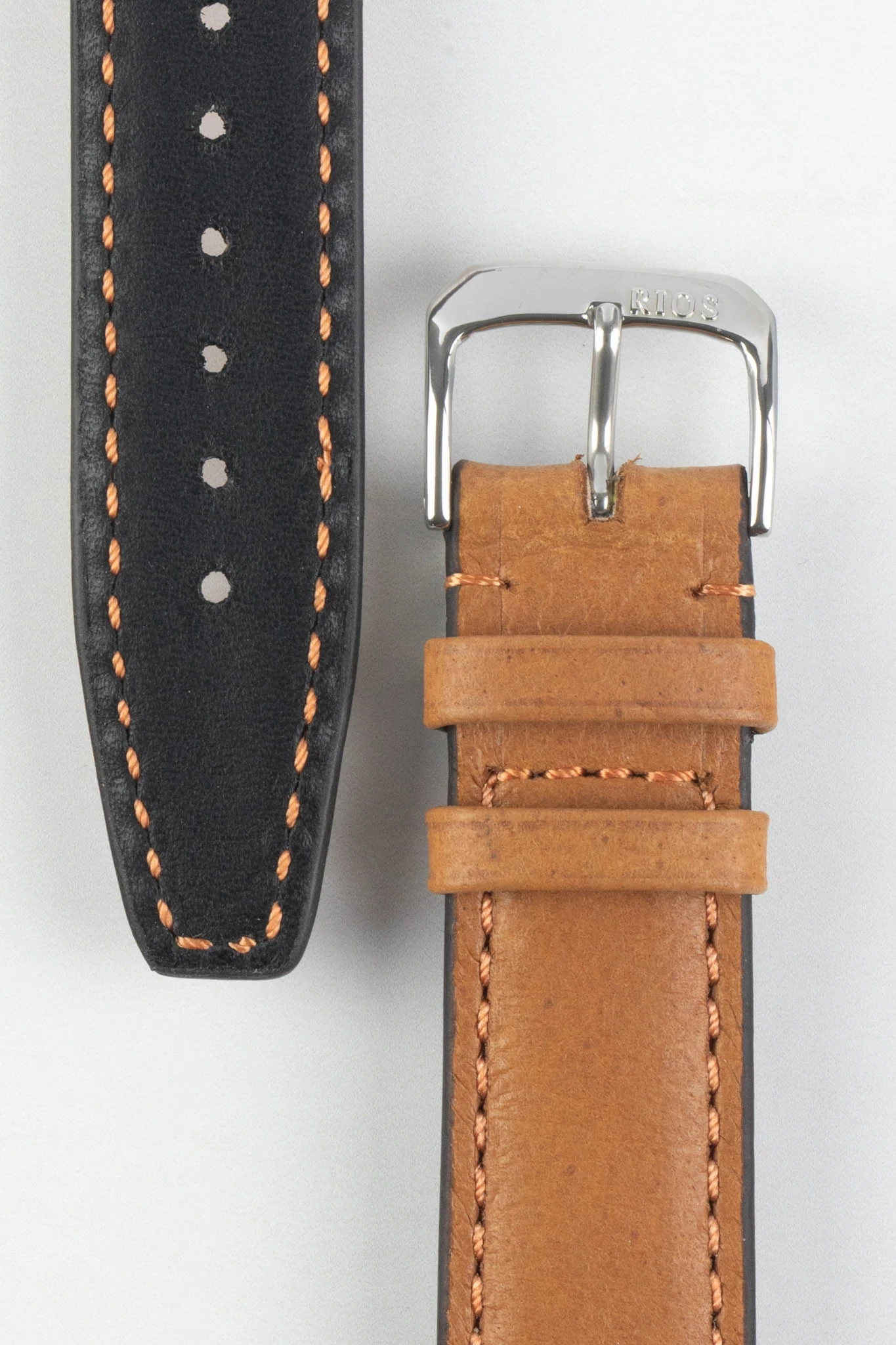 RIOS1931 TOBACCO Genuine Pigskin Leather Watch Strap in COGNAC - Image 3