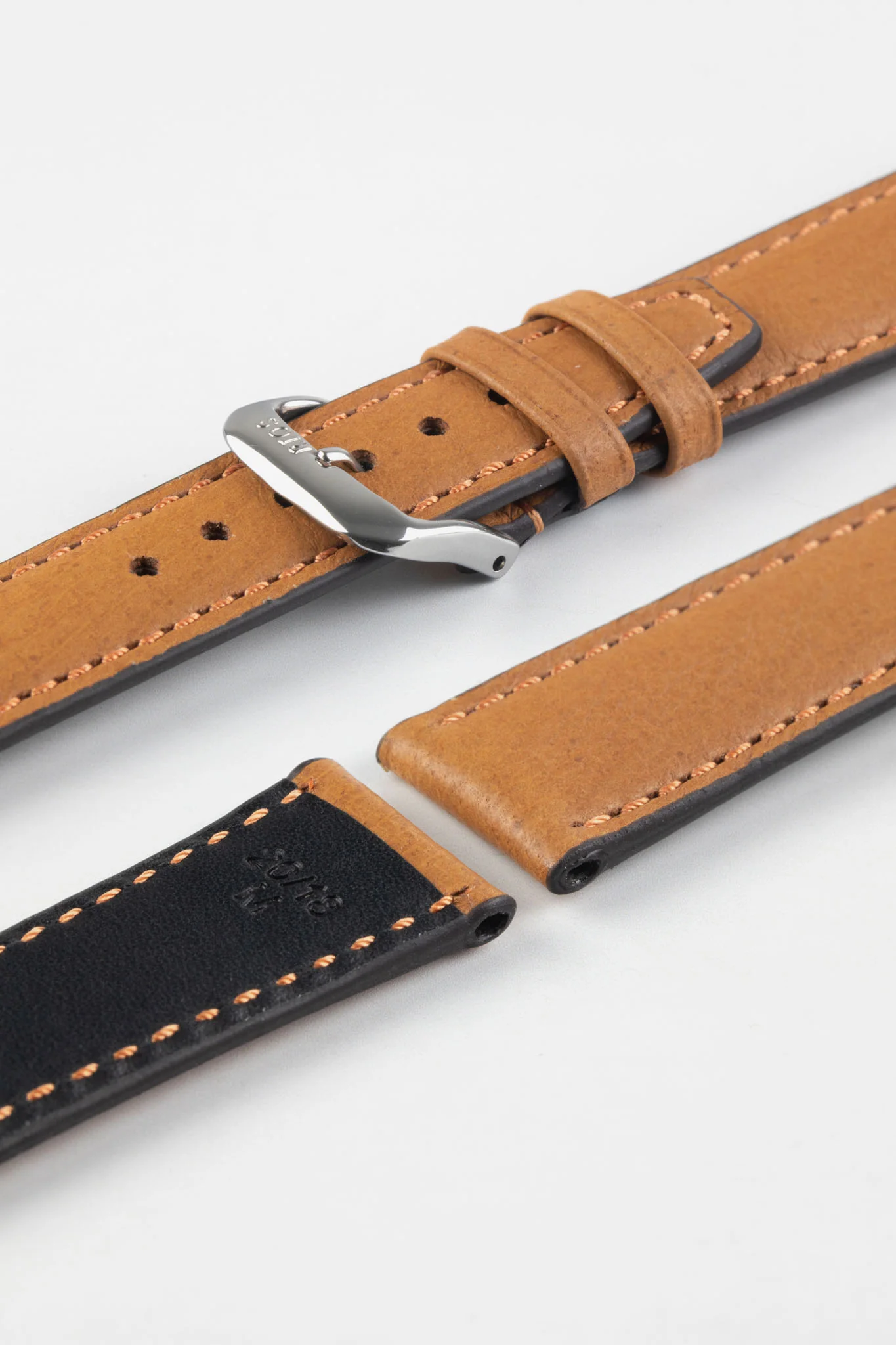RIOS1931 TOBACCO Genuine Pigskin Leather Watch Strap in COGNAC - Image 7
