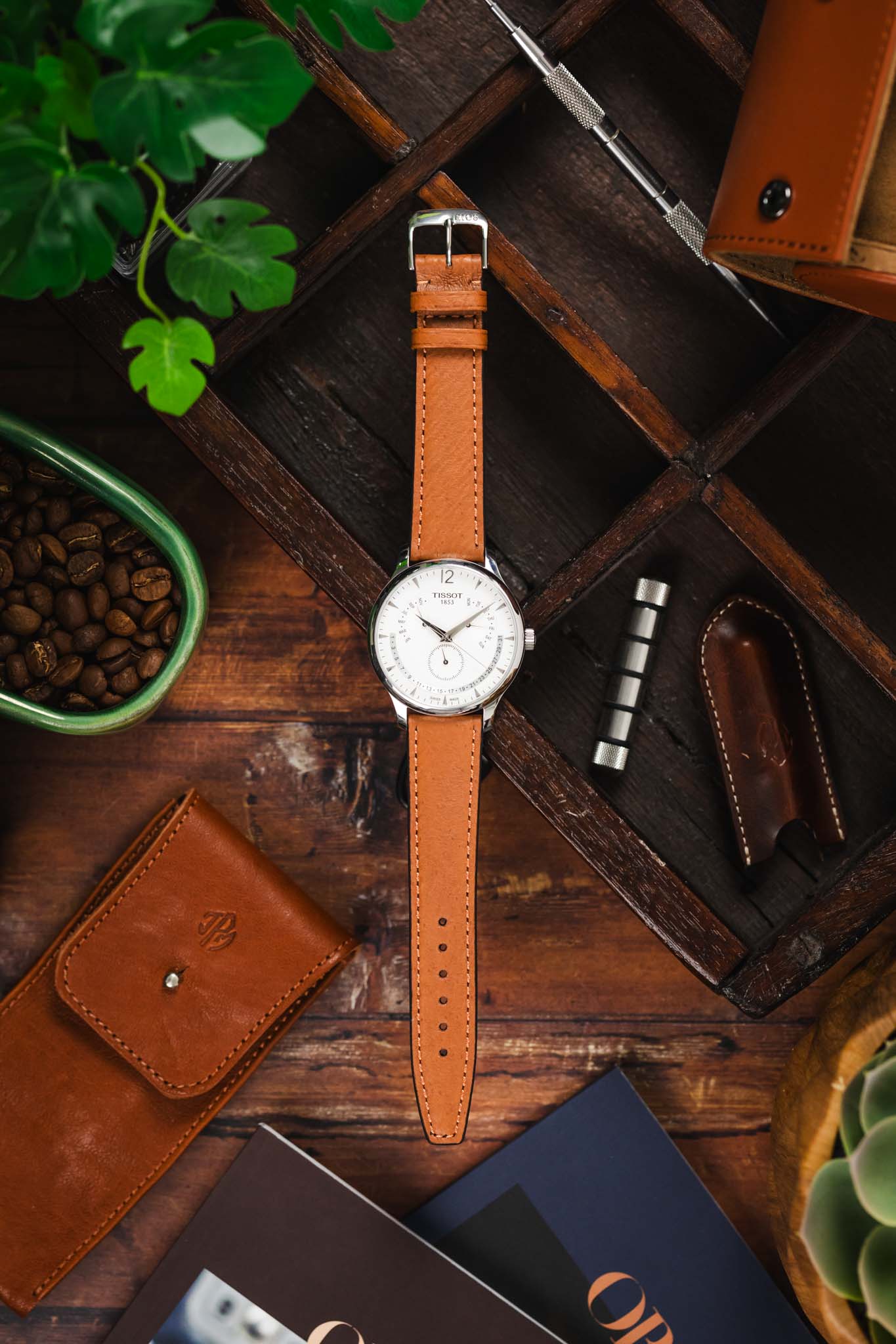 RIOS1931 TOBACCO Genuine Pigskin Leather Watch Strap in COGNAC - Image 9