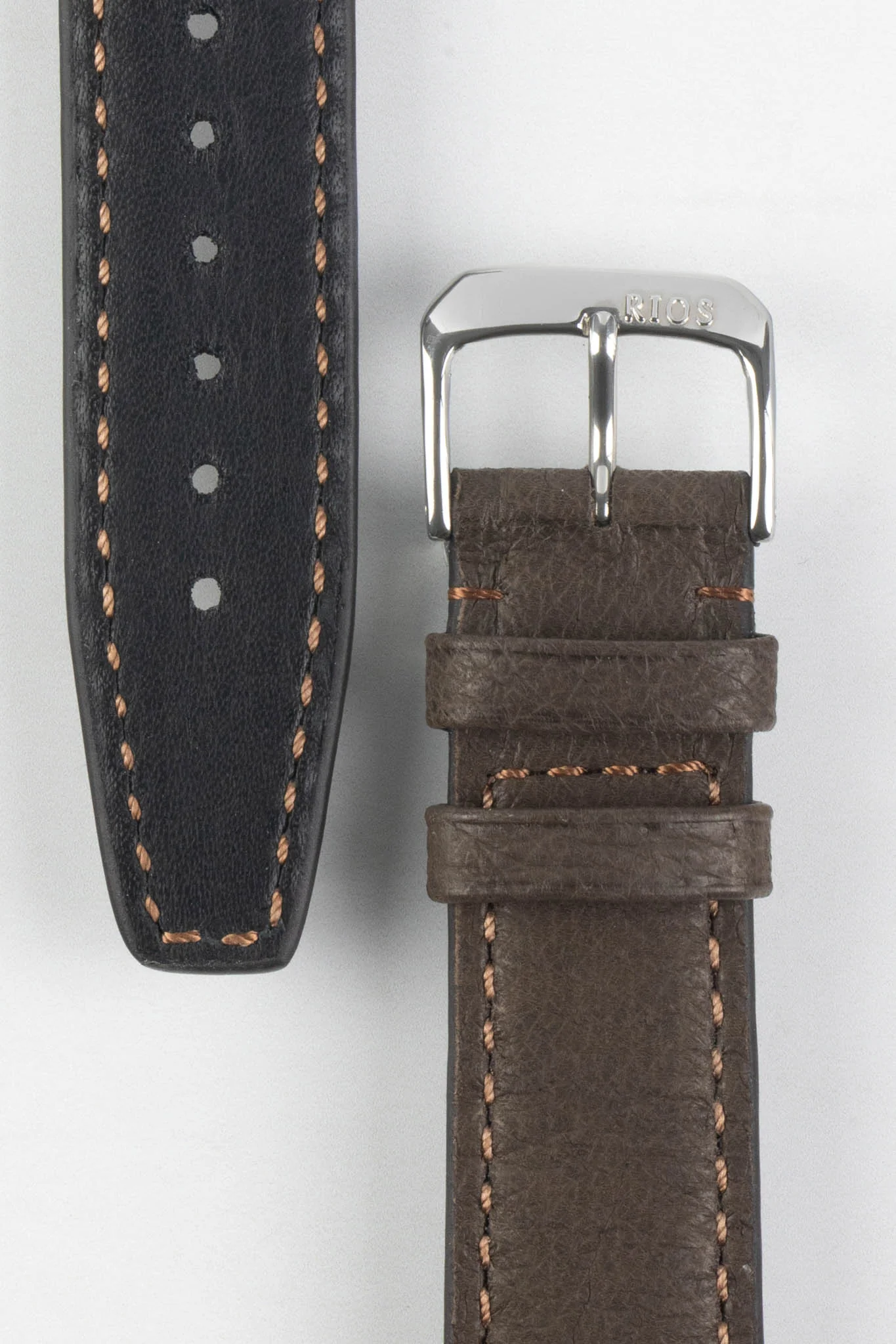 RIOS1931 TOBACCO Genuine Pigskin Leather Watch Strap in MOCHA - Image 3