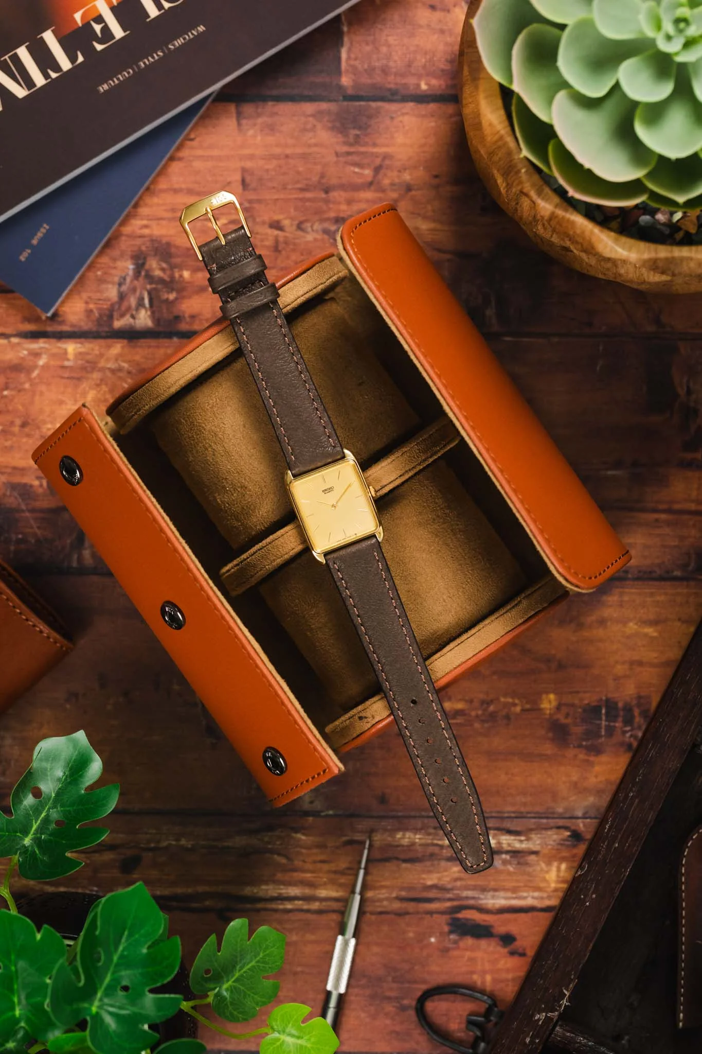 RIOS1931 TOBACCO Genuine Pigskin Leather Watch Strap in MOCHA - Image 9