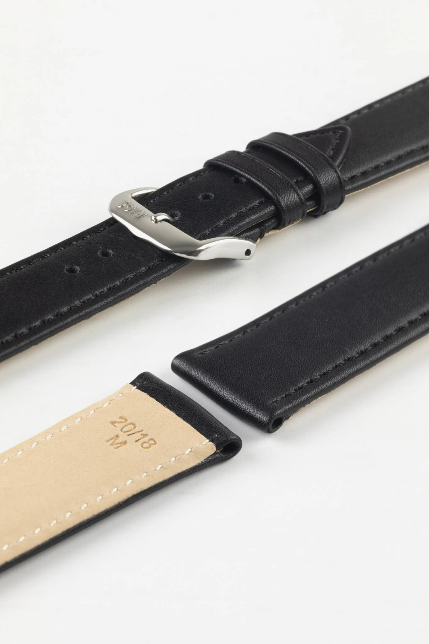 RIOS1931 TOSCANA Square-Padded Calfskin Leather Watch Strap in BLACK - Image 7