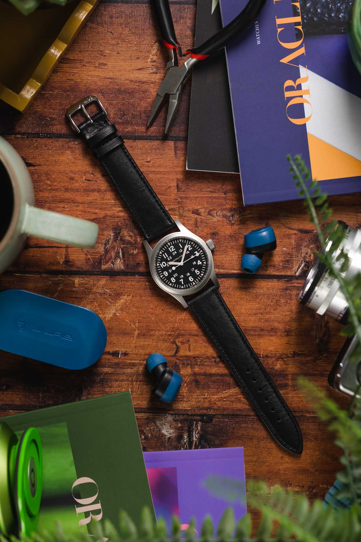 RIOS1931 TOSCANA Square-Padded Calfskin Leather Watch Strap in BLACK - Image 9
