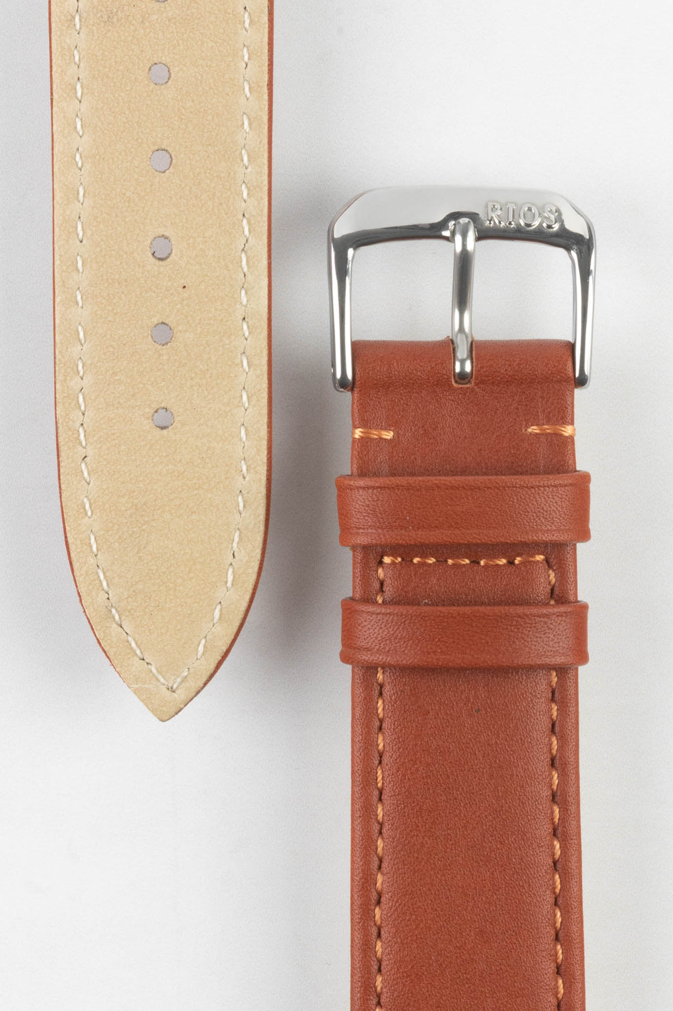 RIOS1931 TOSCANA Square-Padded Calfskin Leather Watch Strap in COGNAC - Image 3