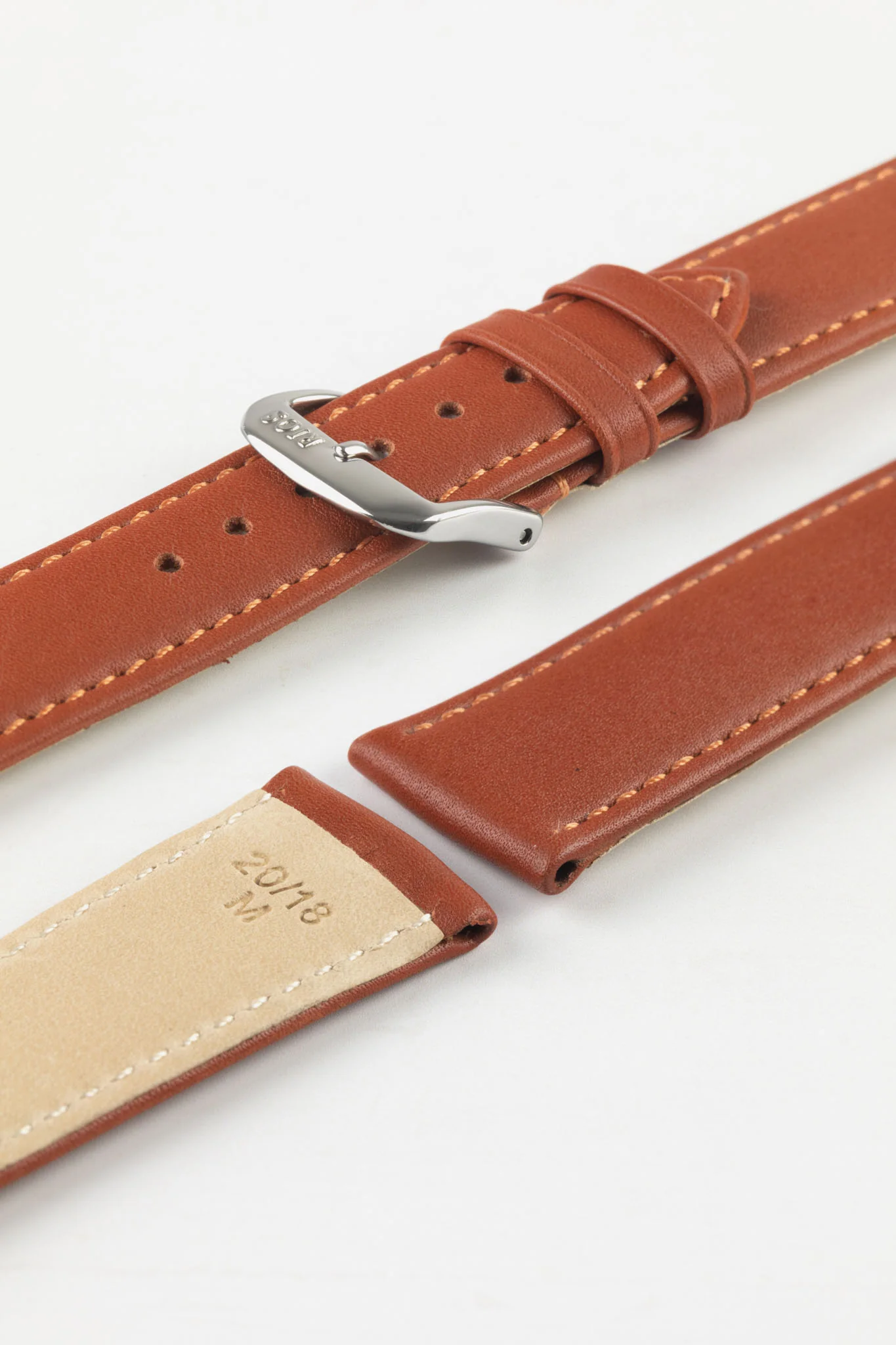 RIOS1931 TOSCANA Square-Padded Calfskin Leather Watch Strap in COGNAC - Image 7