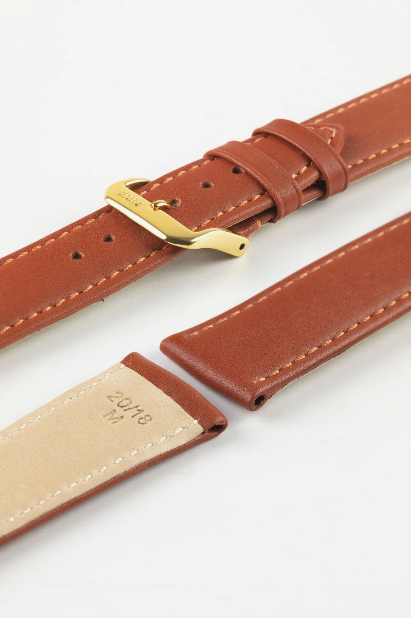 RIOS1931 TOSCANA Square-Padded Calfskin Leather Watch Strap in COGNAC - Image 8
