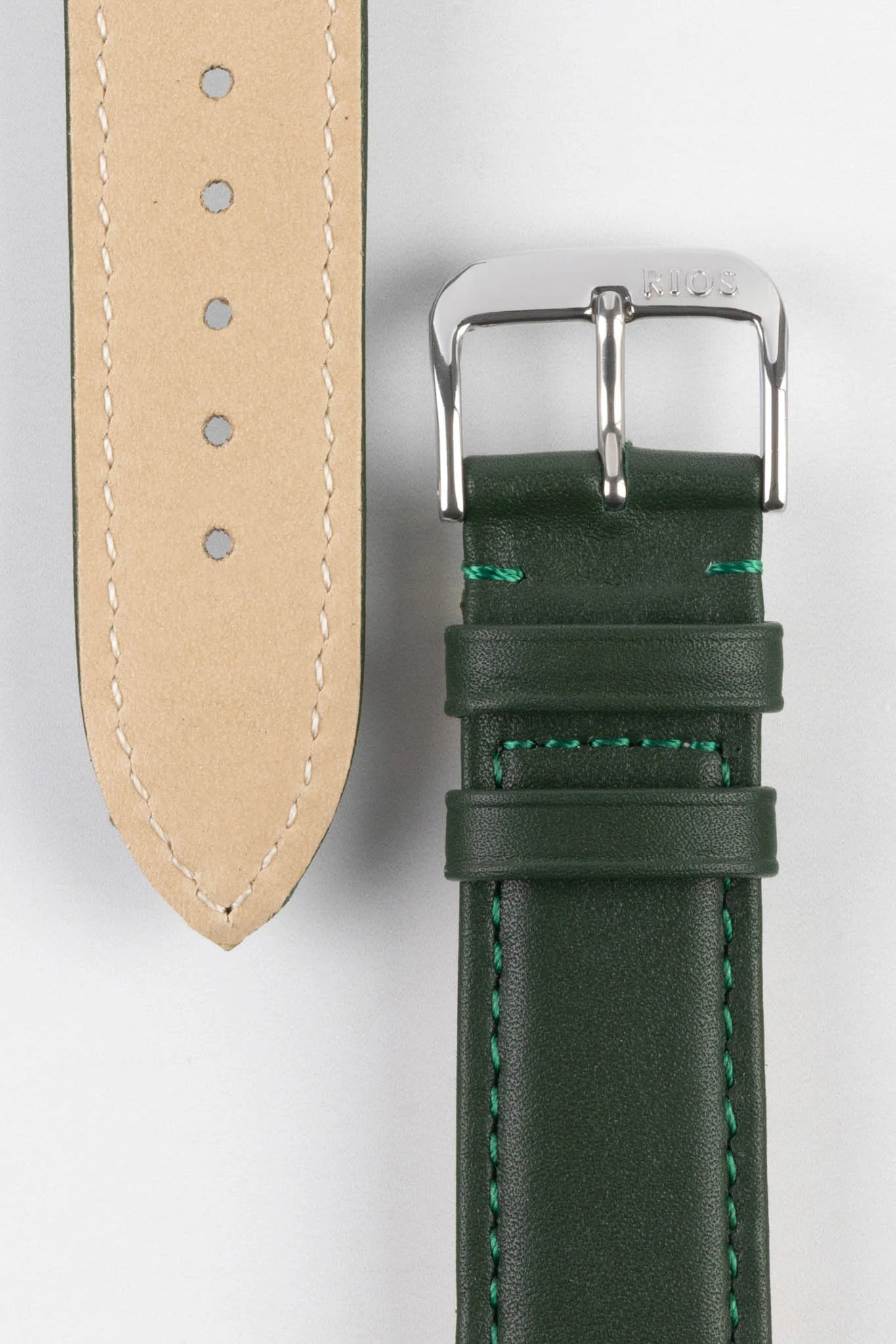 RIOS1931 TOSCANA Square-Padded Calfskin Leather Watch Strap in FOREST GREEN - Image 3