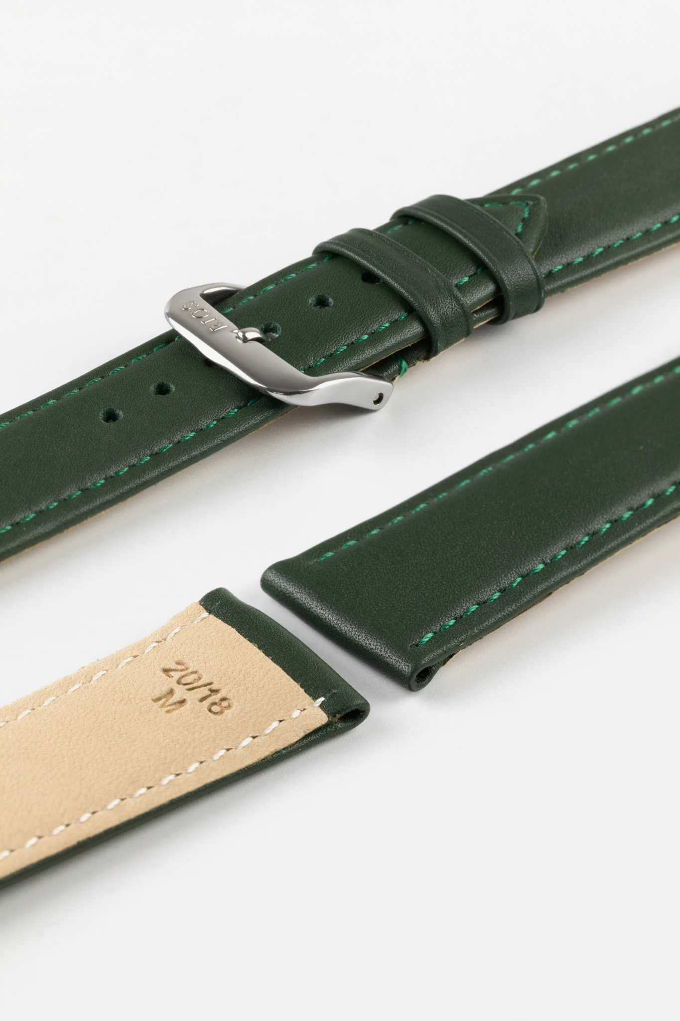 RIOS1931 TOSCANA Square-Padded Calfskin Leather Watch Strap in FOREST GREEN - Image 7