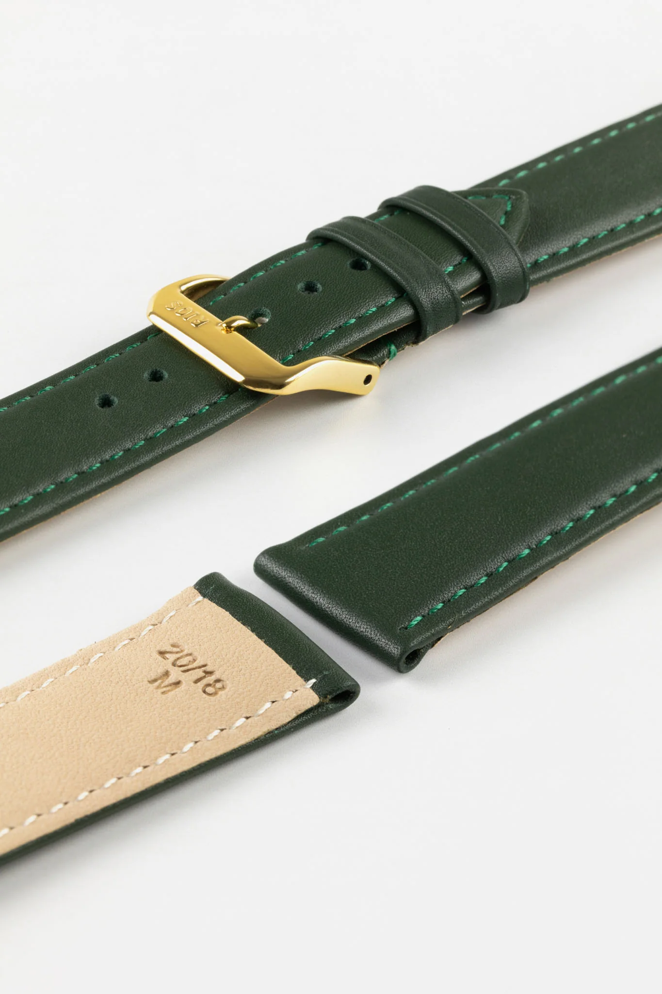 RIOS1931 TOSCANA Square-Padded Calfskin Leather Watch Strap in FOREST GREEN - Image 8