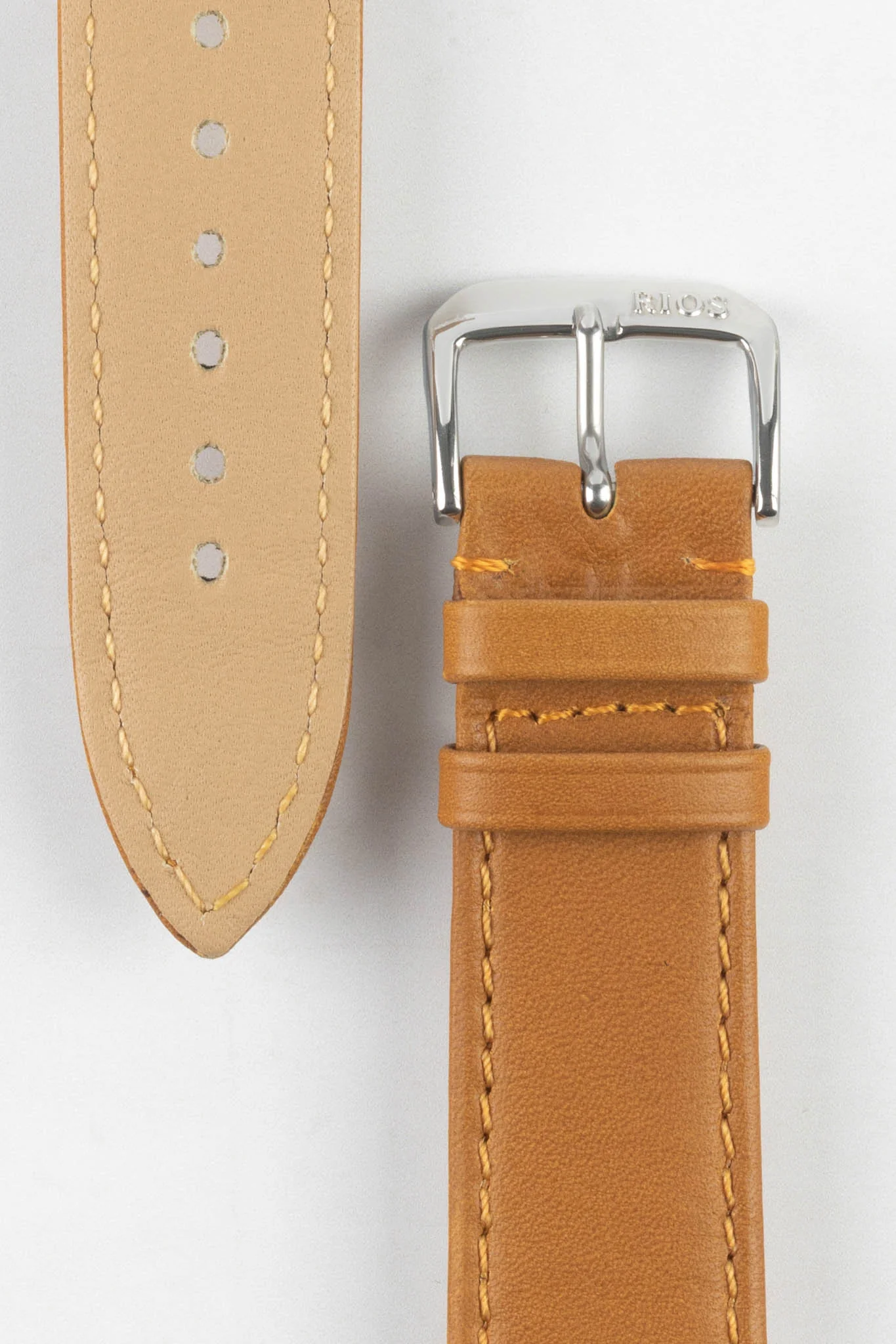 RIOS1931 TOSCANA Square-Padded Calfskin Leather Watch Strap in HONEY - Image 3
