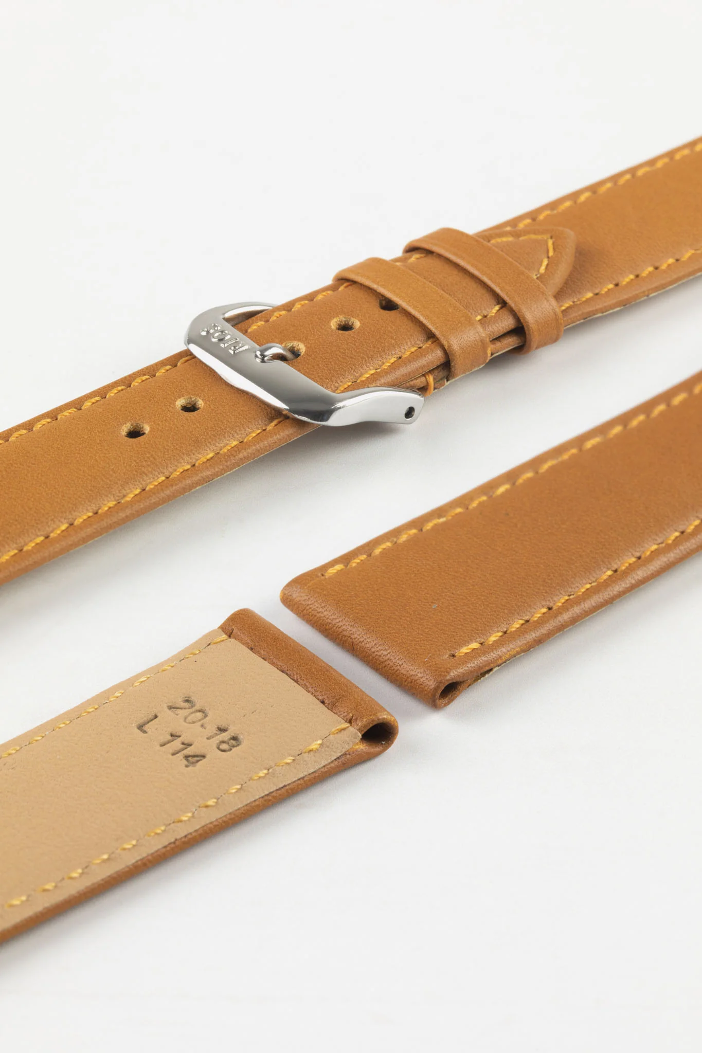 RIOS1931 TOSCANA Square-Padded Calfskin Leather Watch Strap in HONEY - Image 7