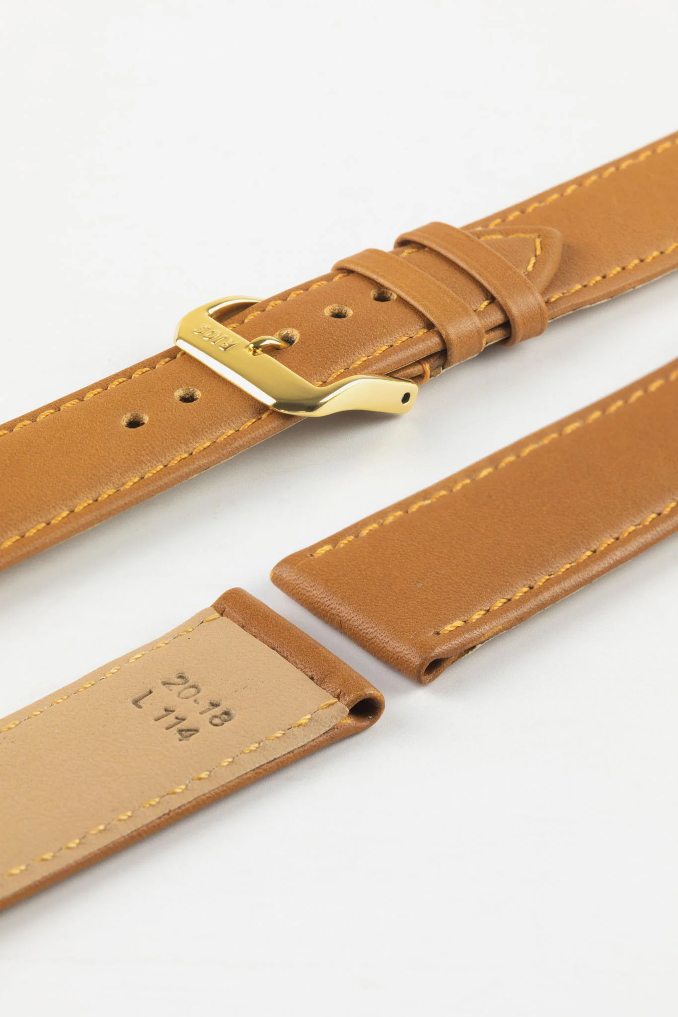 RIOS1931 TOSCANA Square-Padded Calfskin Leather Watch Strap in HONEY - Image 8