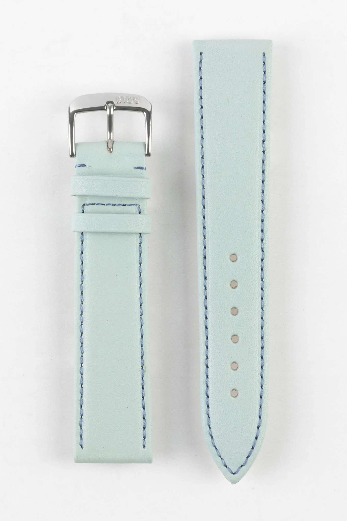 RIOS1931 TOSCANA Square-Padded Calfskin Leather Watch Strap in ICE BLUE - Image 10