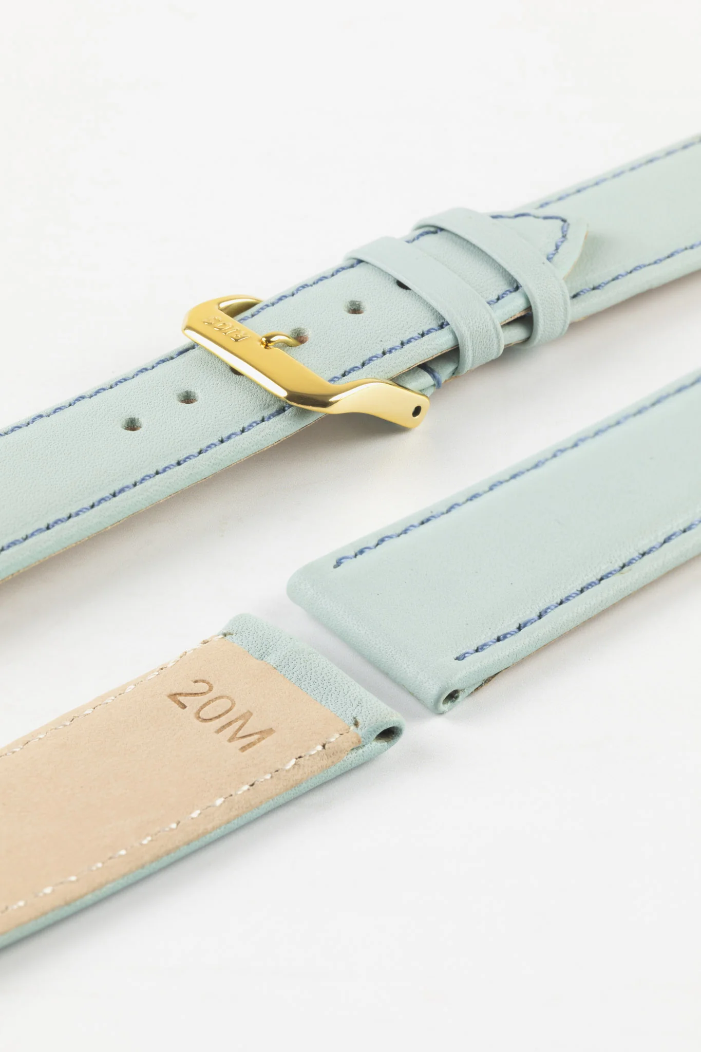 RIOS1931 TOSCANA Square-Padded Calfskin Leather Watch Strap in ICE BLUE - Image 8