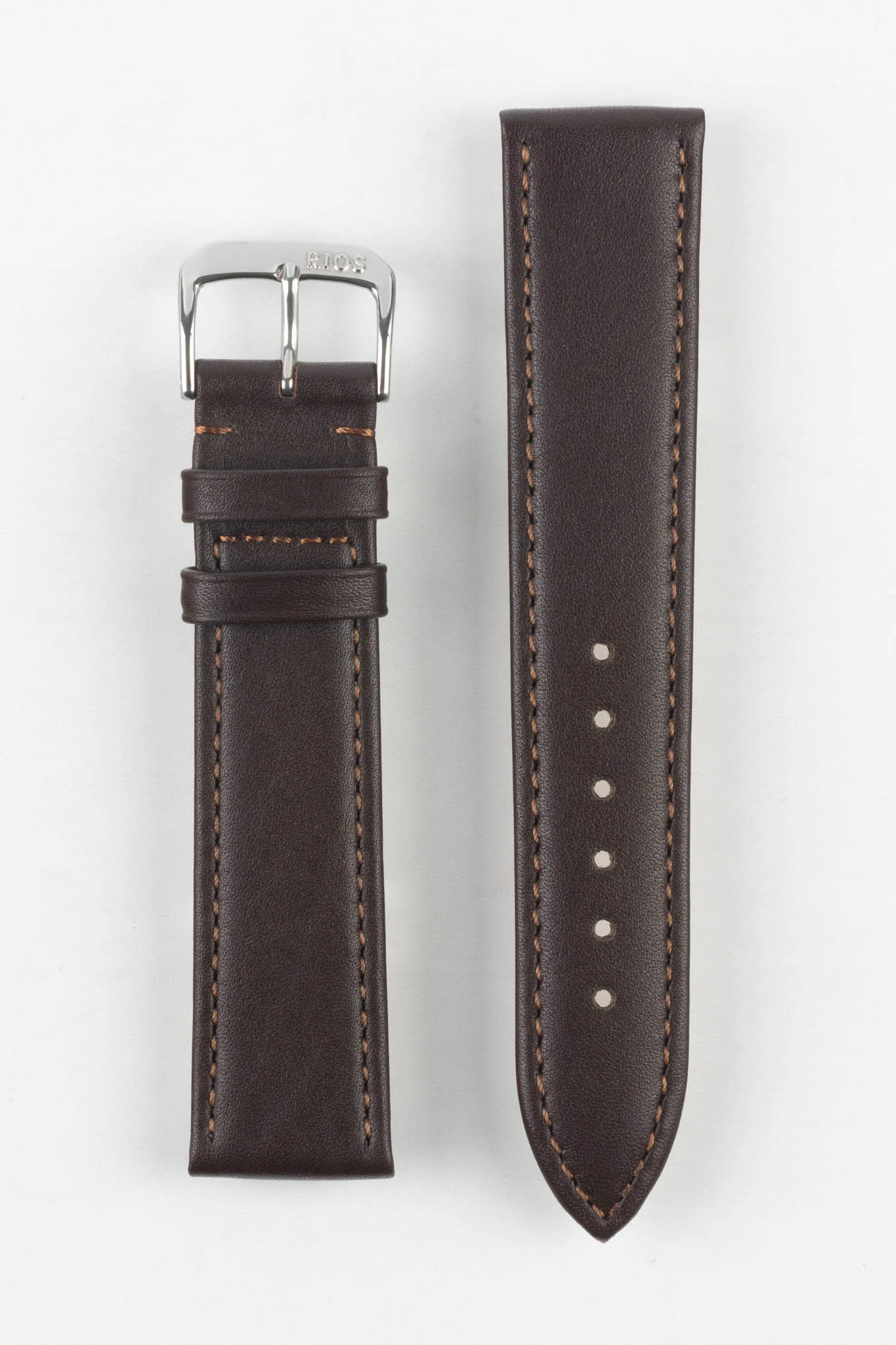 RIOS1931 TOSCANA Square-Padded Calfskin Leather Watch Strap in MOCHA - Image 10