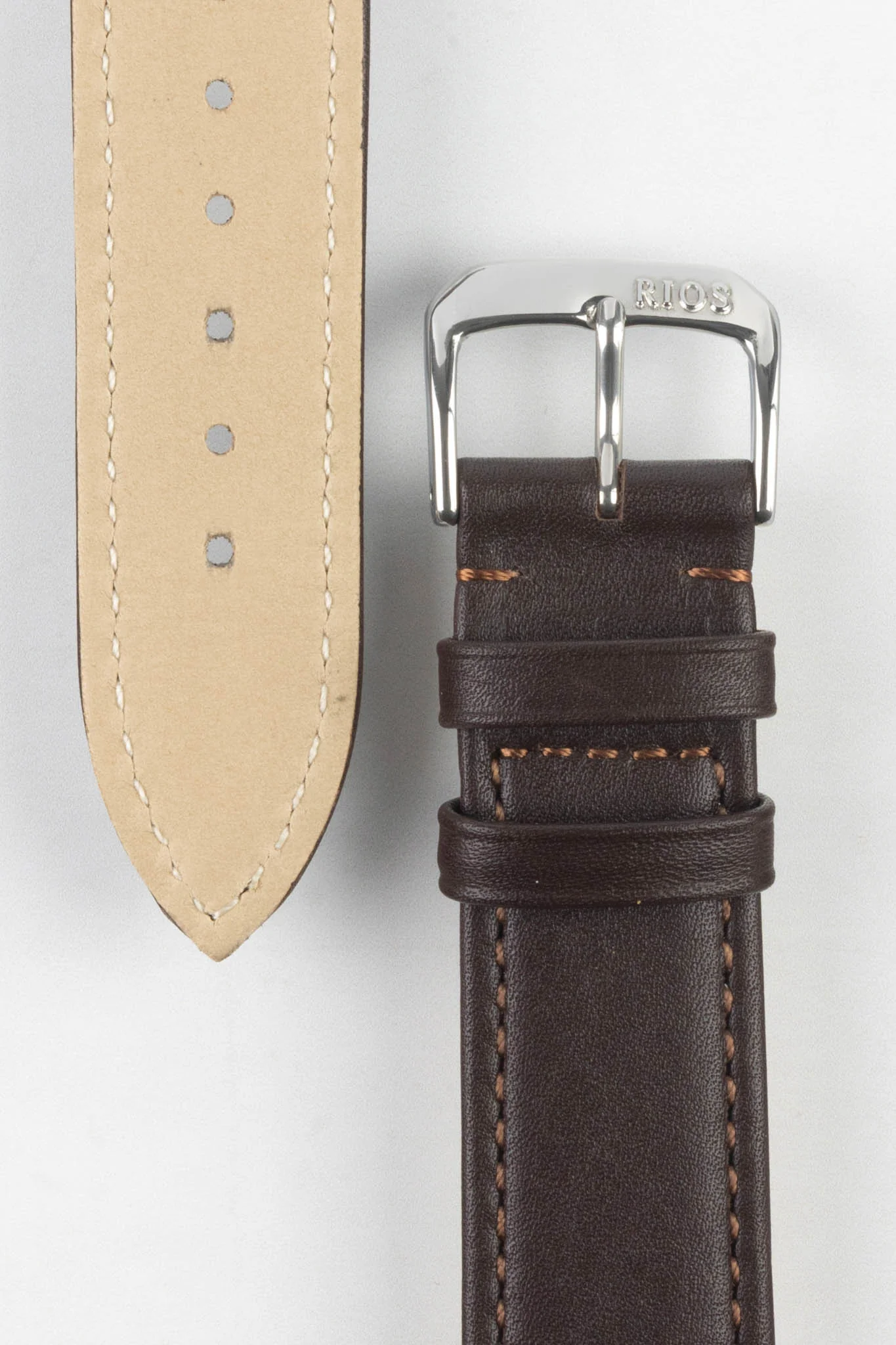RIOS1931 TOSCANA Square-Padded Calfskin Leather Watch Strap in MOCHA - Image 3